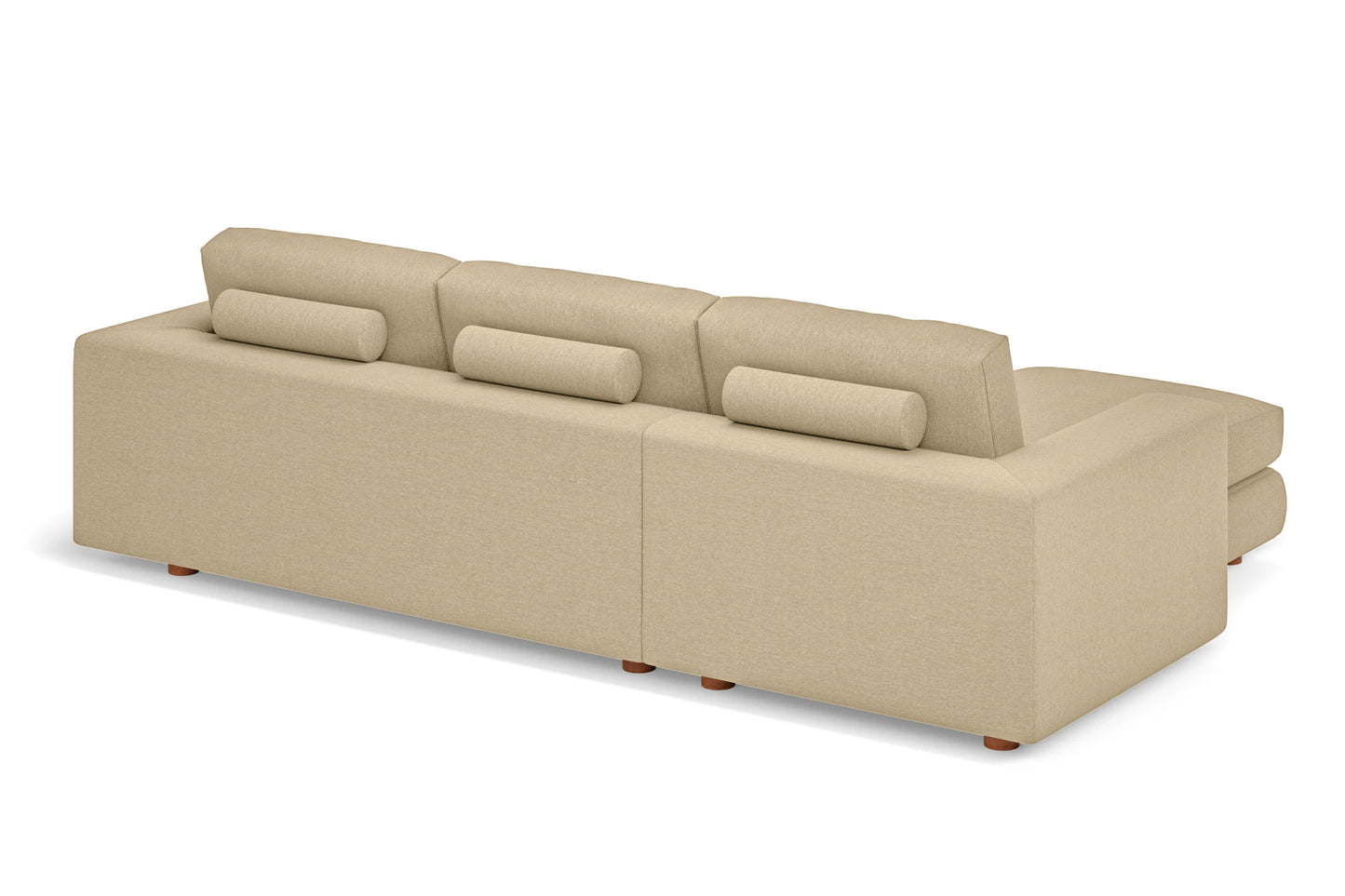 Arezzo 3 Seater Left Hand Facing Chaise Lounge Corner Sofa Beige Linen Fabric