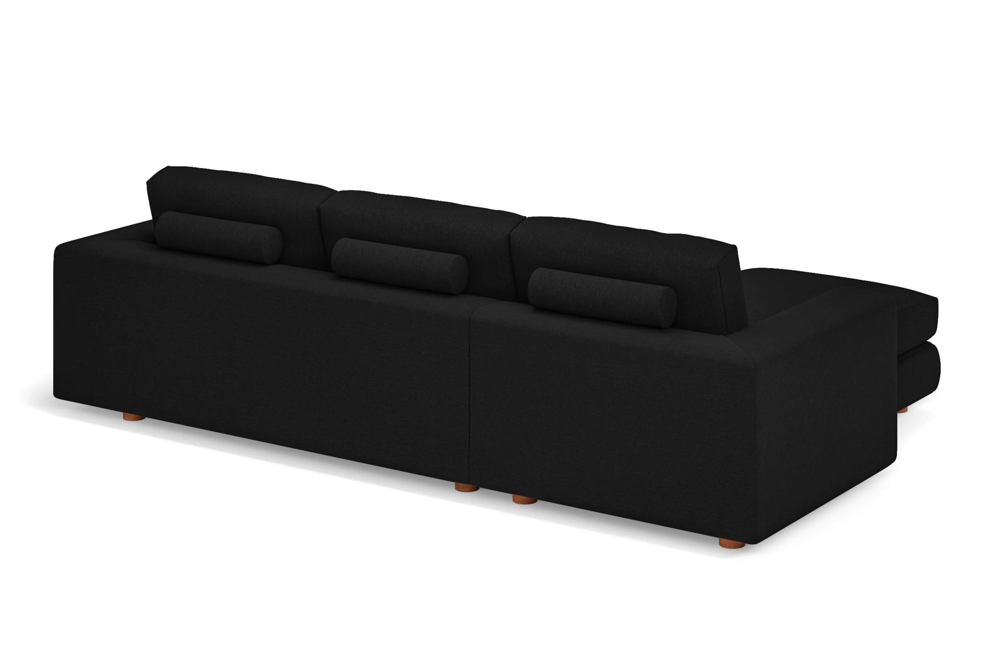 Arezzo 3 Seater Left Hand Facing Chaise Lounge Corner Sofa Black Linen Fabric