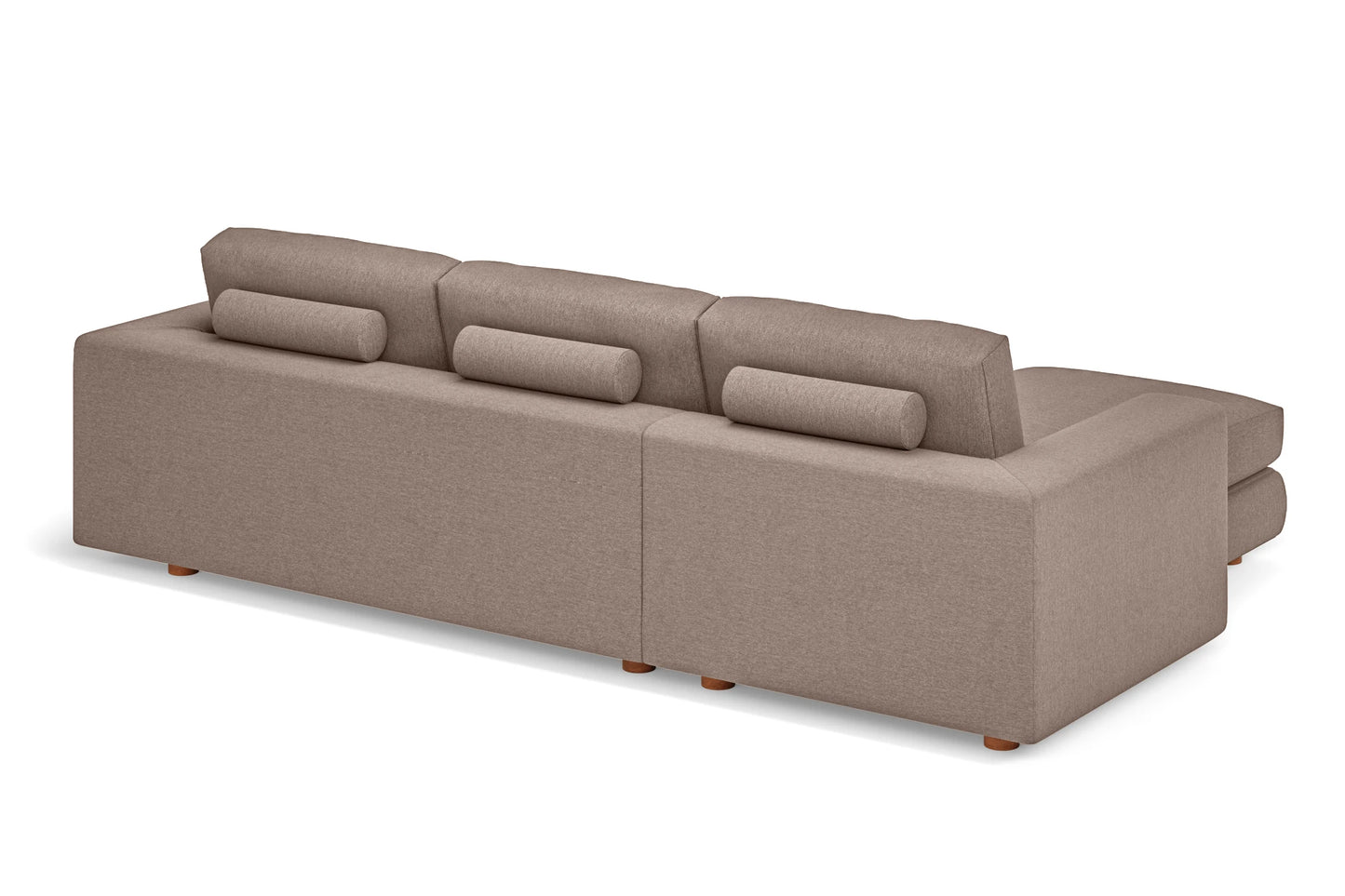 Arezzo 3 Seater Left Hand Facing Chaise Lounge Corner Sofa Caramel Linen Fabric