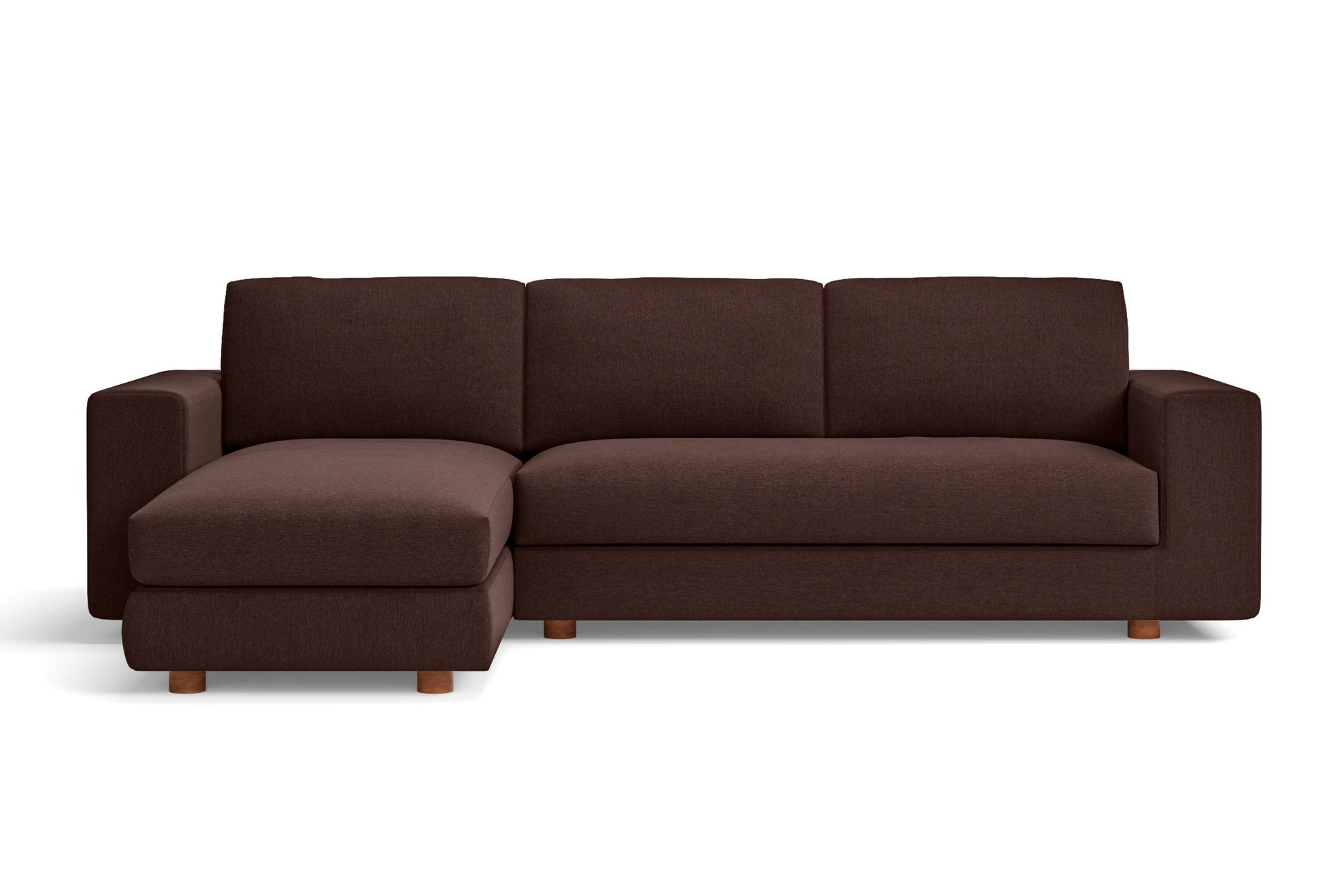 Arezzo 3 Seater Left Hand Facing Chaise Lounge Corner Sofa Coffee Brown Linen Fabric