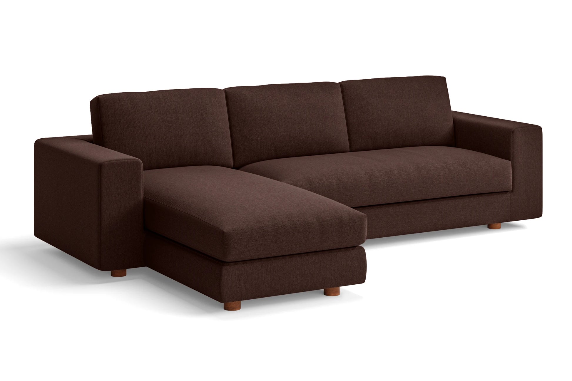 Arezzo 3 Seater Left Hand Facing Chaise Lounge Corner Sofa Coffee Brown Linen Fabric