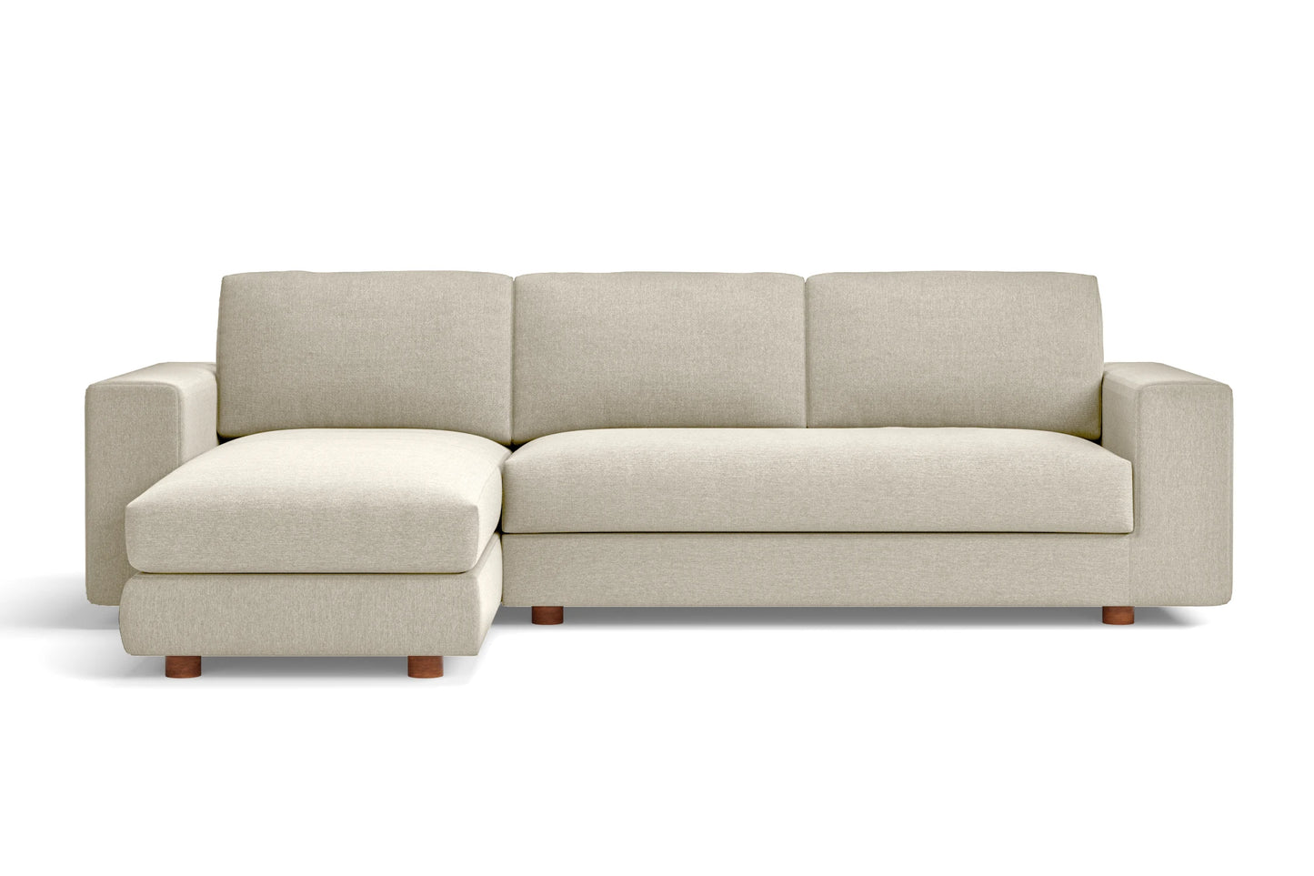 Arezzo 3 Seater Left Hand Facing Chaise Lounge Corner Sofa Cream Linen Fabric