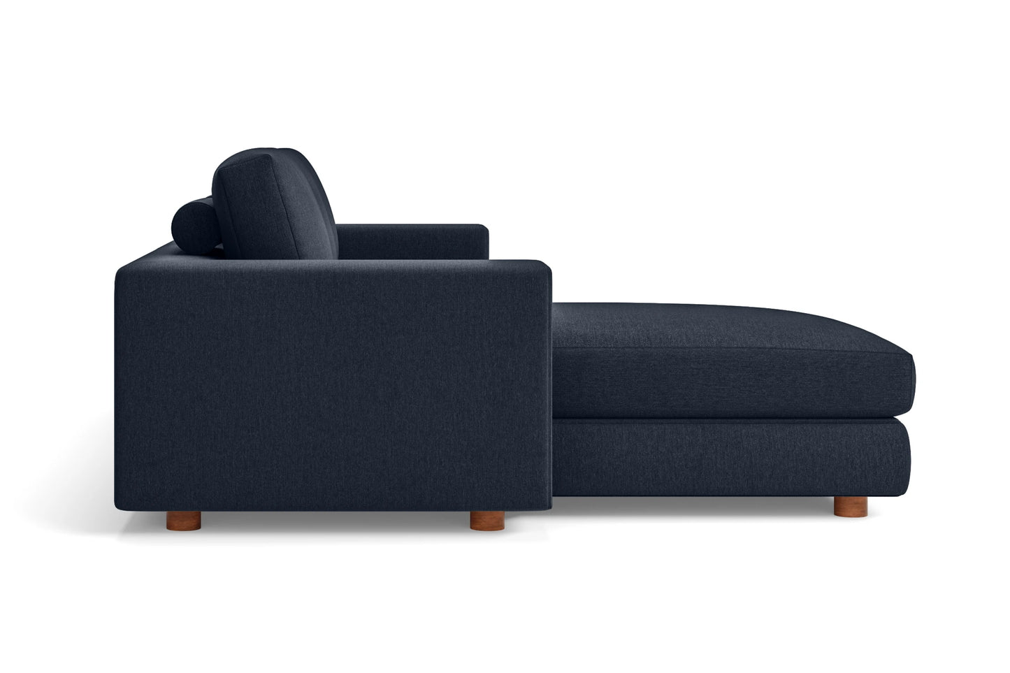 Arezzo 3 Seater Left Hand Facing Chaise Lounge Corner Sofa Dark Blue Linen Fabric