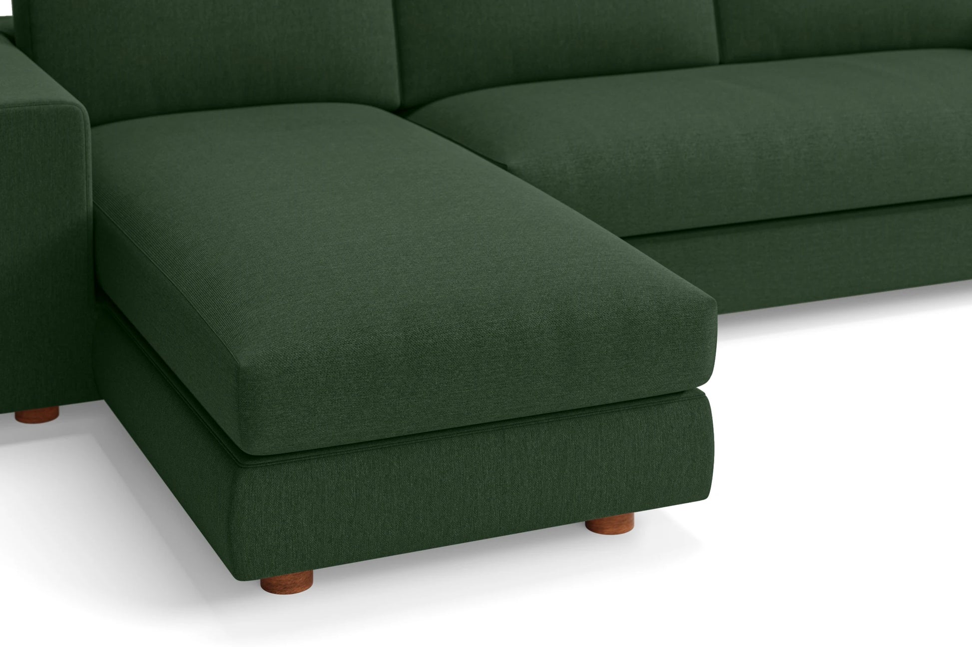 Arezzo 3 Seater Left Hand Facing Chaise Lounge Corner Sofa Forest Green Linen Fabric