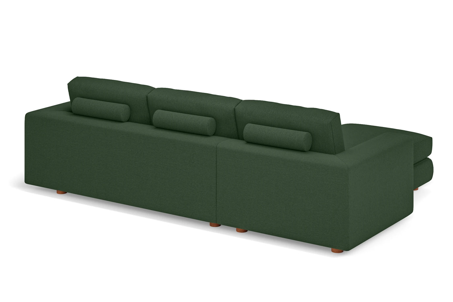 Arezzo 3 Seater Left Hand Facing Chaise Lounge Corner Sofa Forest Green Linen Fabric