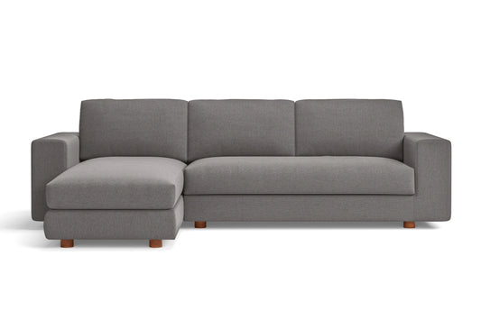 Arezzo 3 Seater Left Hand Facing Chaise Lounge Corner Sofa Grey Linen Fabric