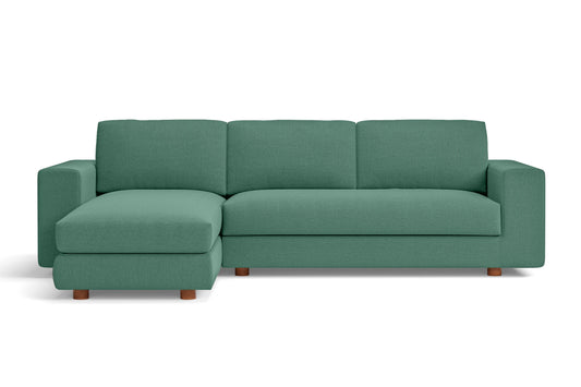 Arezzo 3 Seater Left Hand Facing Chaise Lounge Corner Sofa Mint Green Linen Fabric