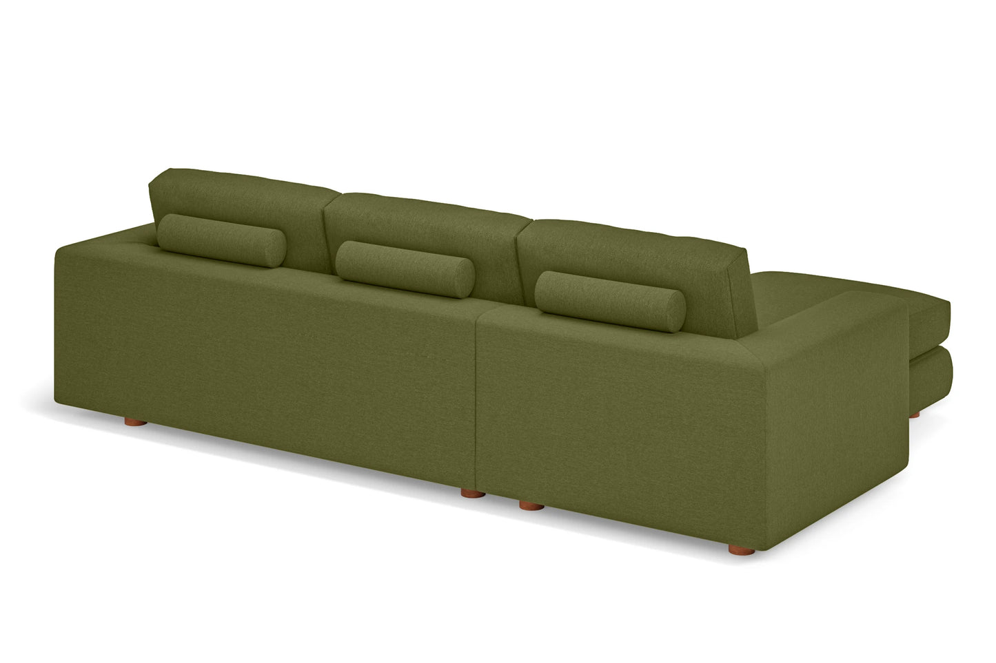 Arezzo 3 Seater Left Hand Facing Chaise Lounge Corner Sofa Olive Linen Fabric