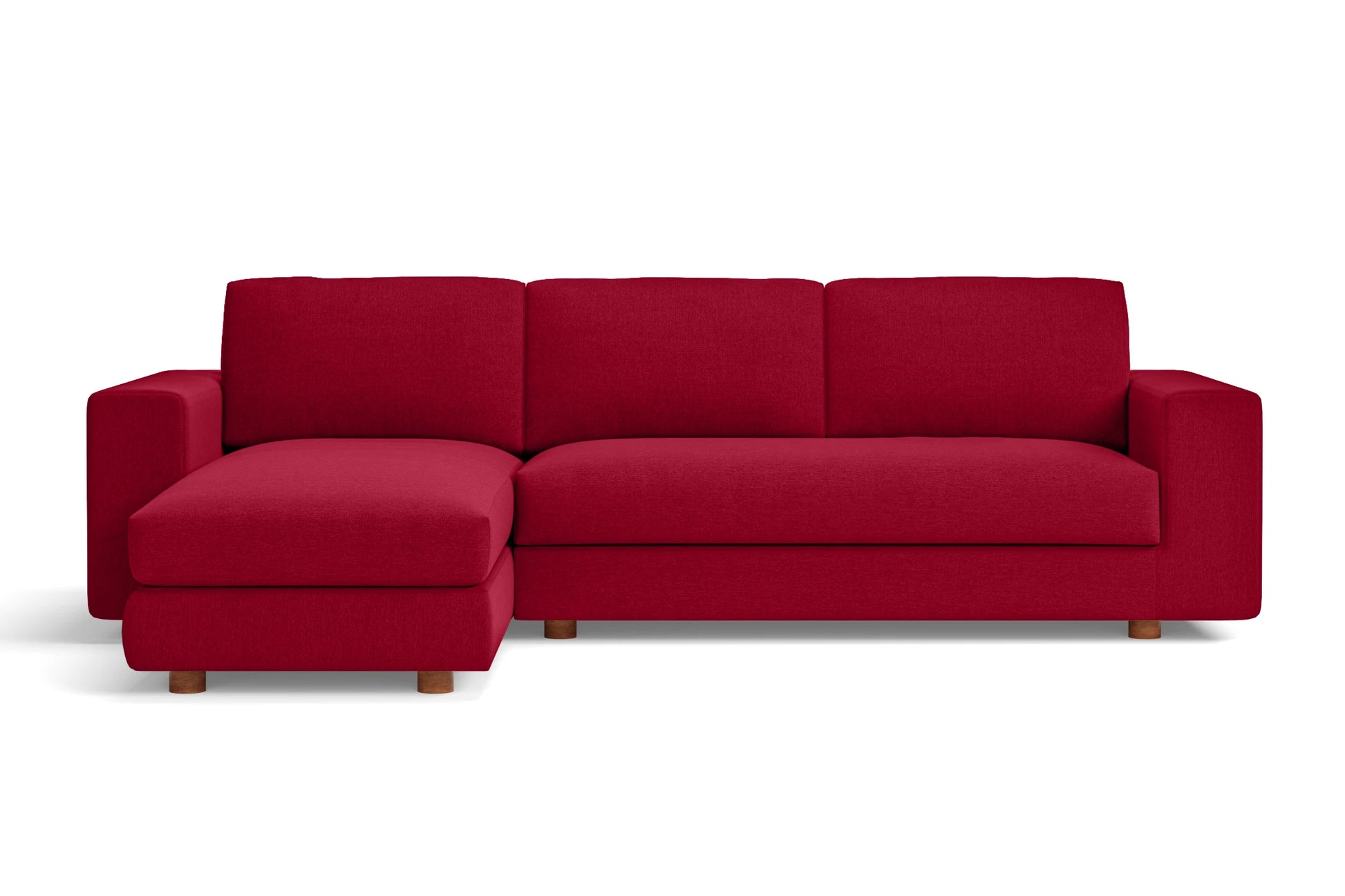 Arezzo 3 Seater Left Hand Facing Chaise Lounge Corner Sofa Red Linen Fabric