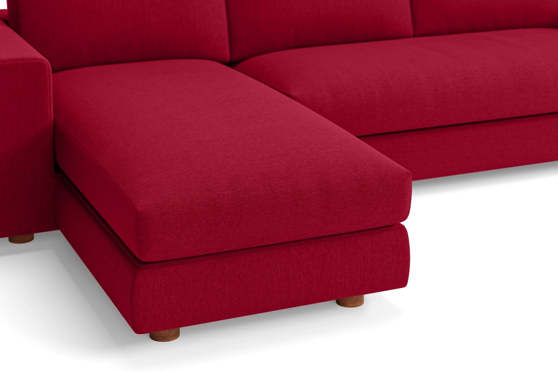 Arezzo 3 Seater Left Hand Facing Chaise Lounge Corner Sofa Red Linen Fabric