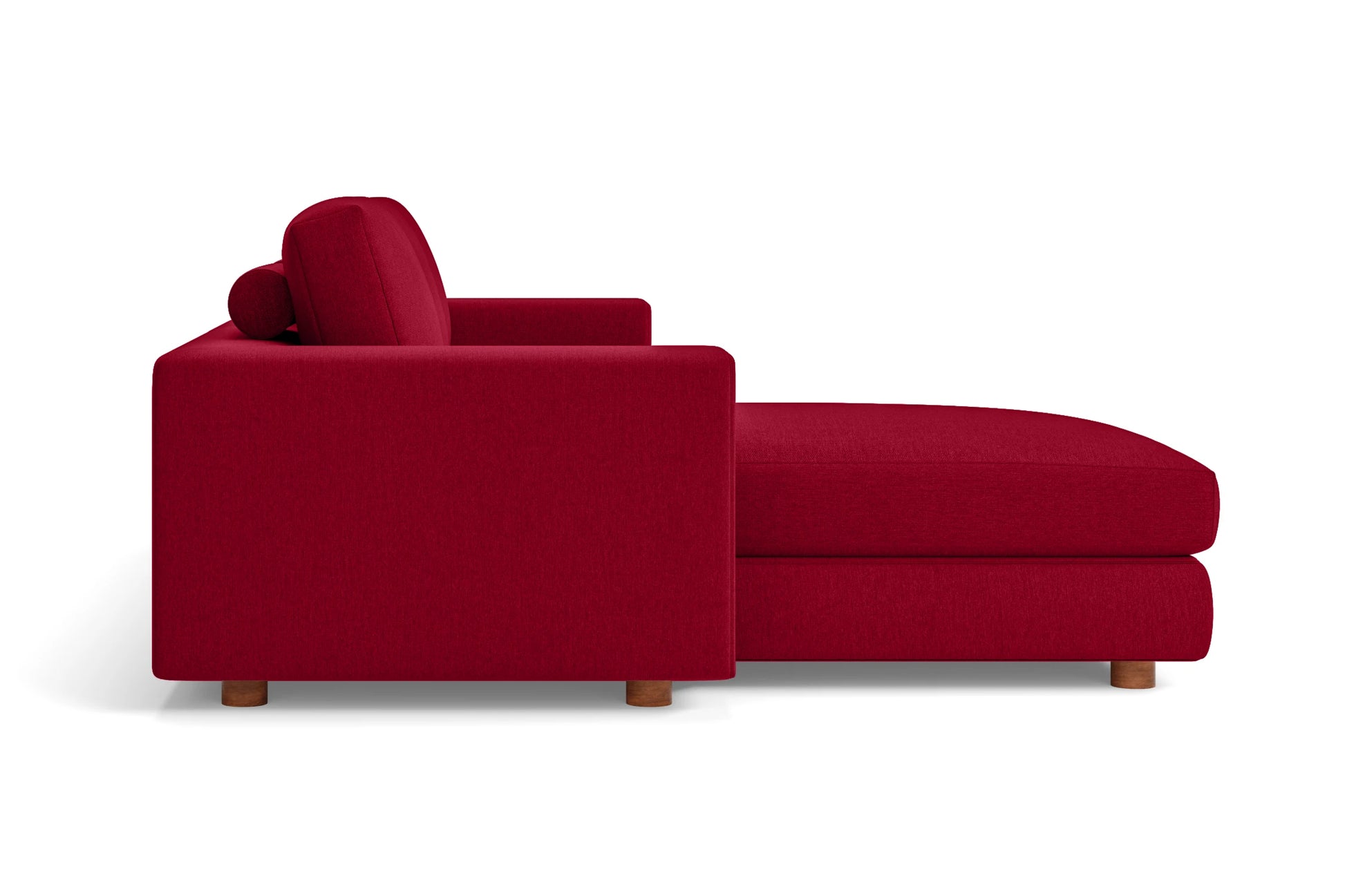 Arezzo 3 Seater Left Hand Facing Chaise Lounge Corner Sofa Red Linen Fabric