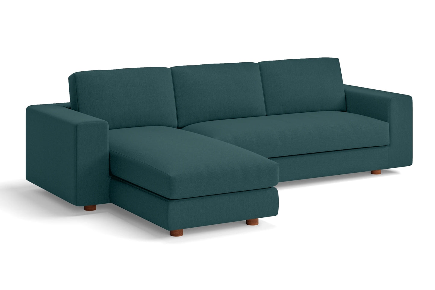 Arezzo 3 Seater Left Hand Facing Chaise Lounge Corner Sofa Teal Linen Fabric