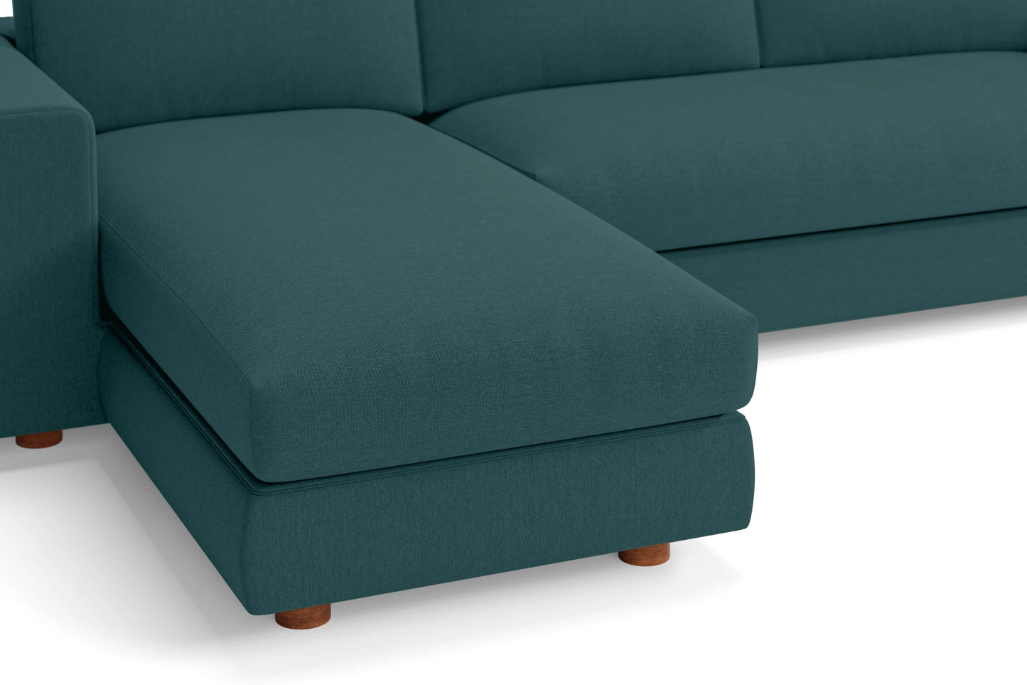 Arezzo 3 Seater Left Hand Facing Chaise Lounge Corner Sofa Teal Linen Fabric