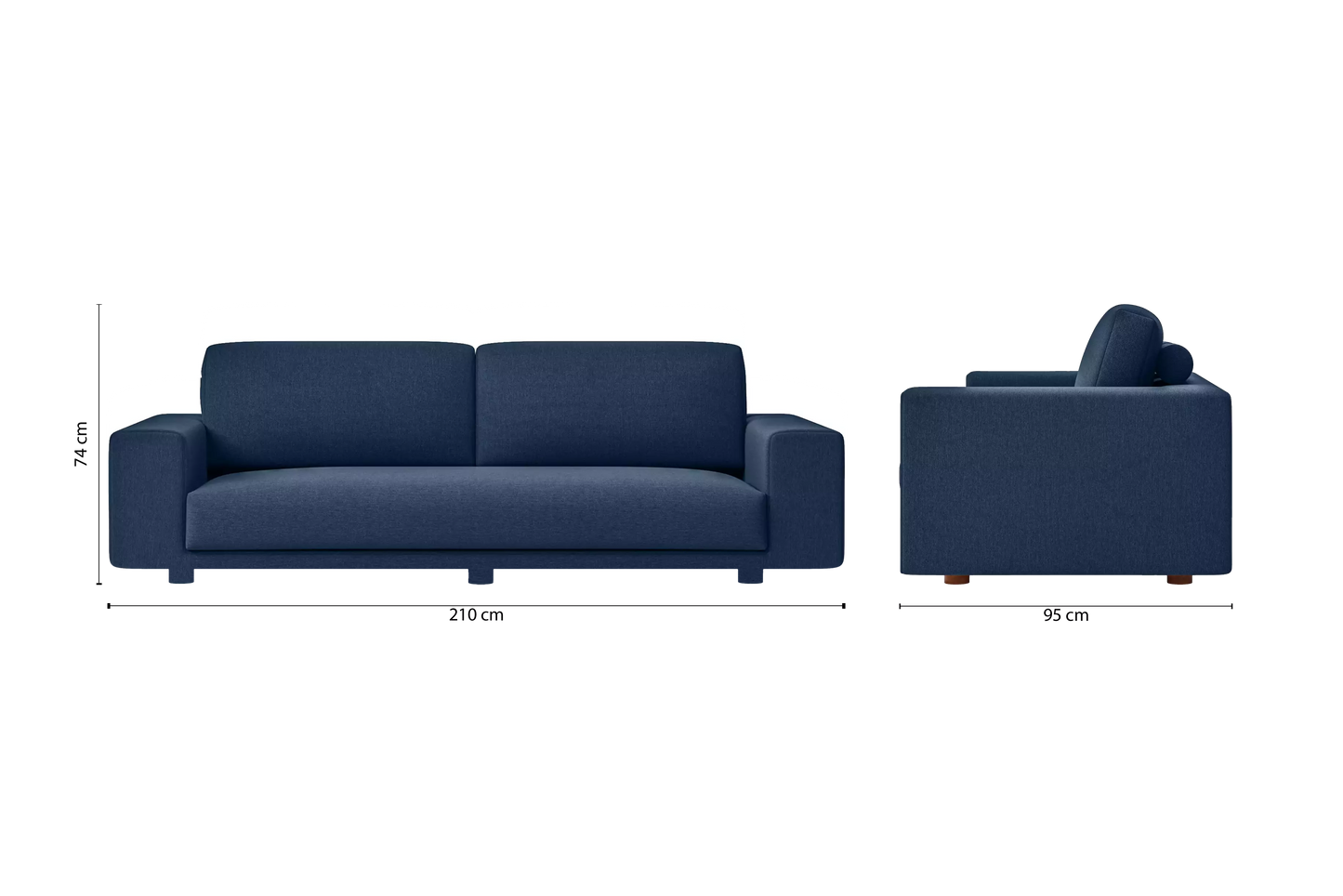 Arezzo 3 Seater Sofa Dark Blue Linen Fabric