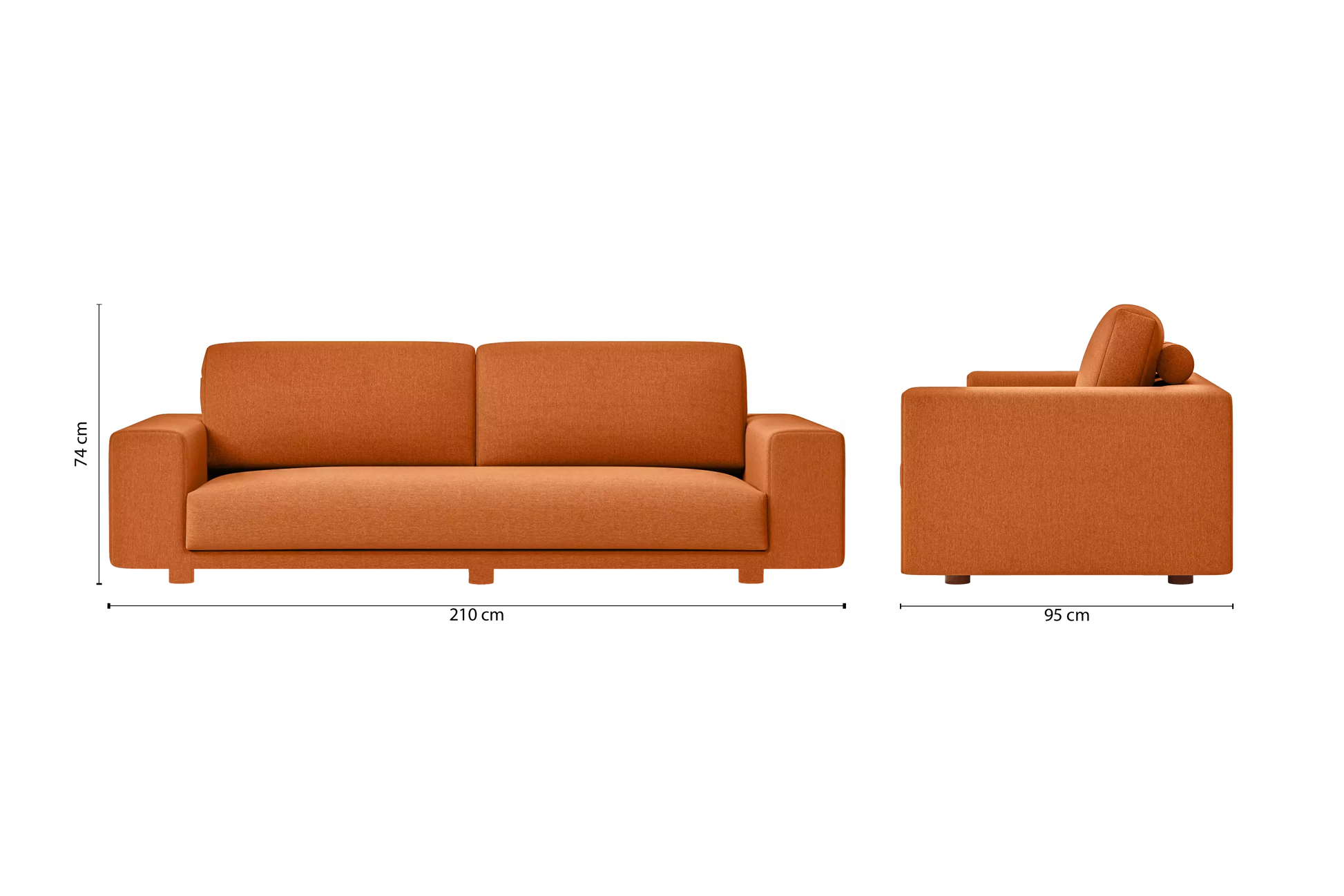 Arezzo 3 Seater Sofa Orange Linen Fabric