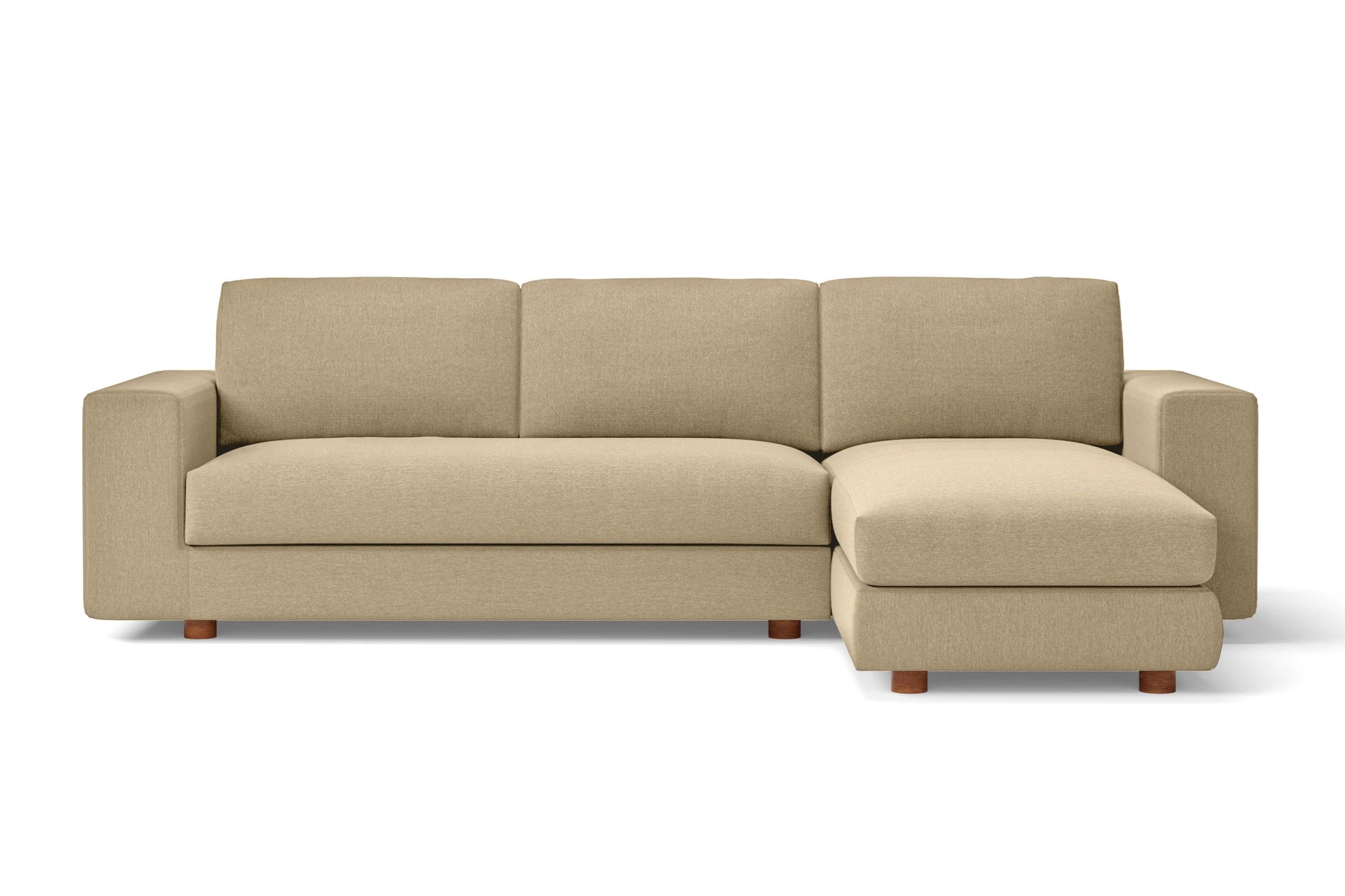 Arezzo 3 Seater Right Hand Facing Chaise Lounge Corner Sofa Beige Linen Fabric