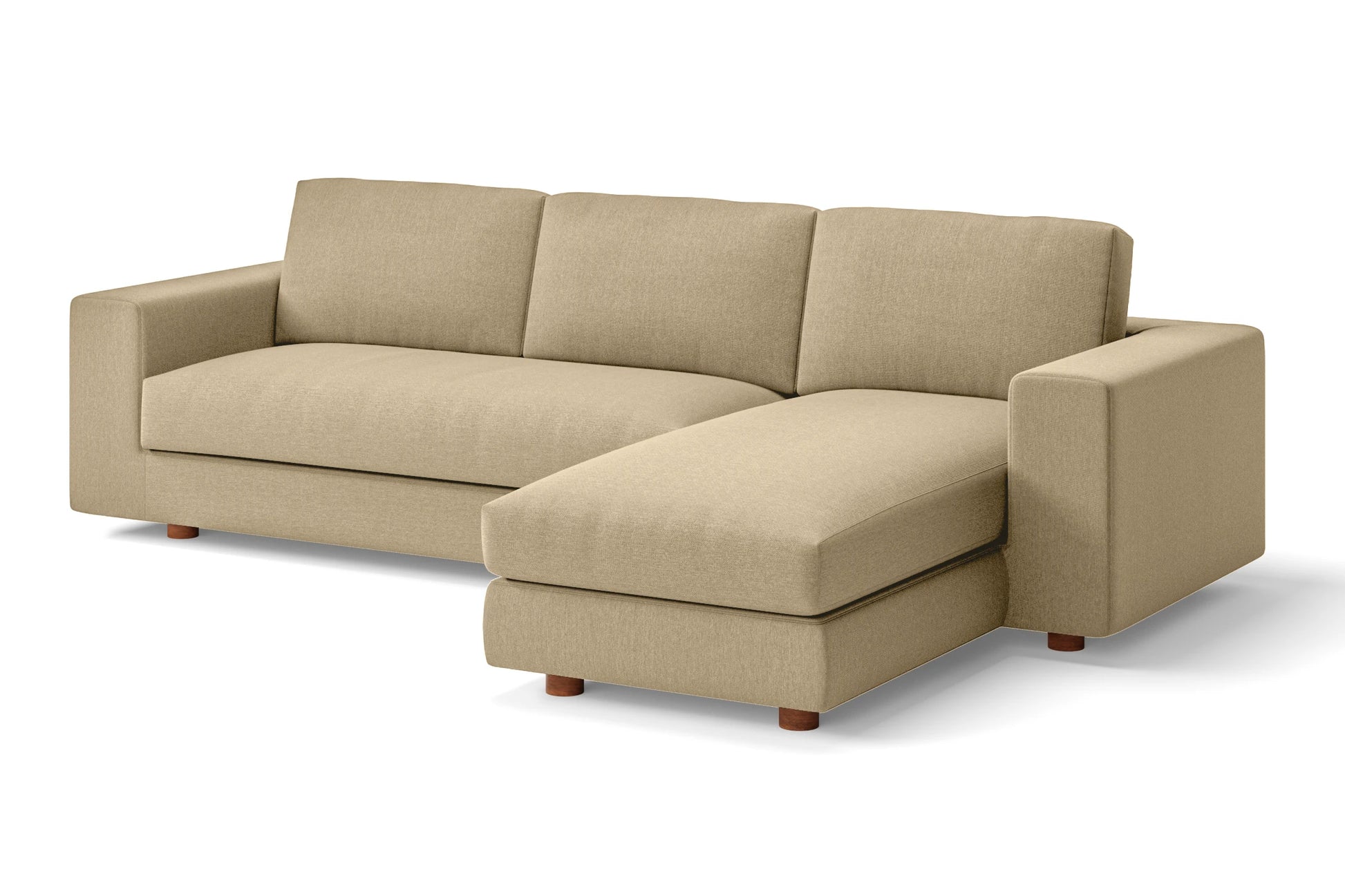 Arezzo 3 Seater Right Hand Facing Chaise Lounge Corner Sofa Beige Linen Fabric