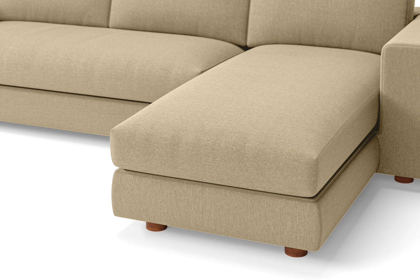 Arezzo 3 Seater Right Hand Facing Chaise Lounge Corner Sofa Beige Linen Fabric