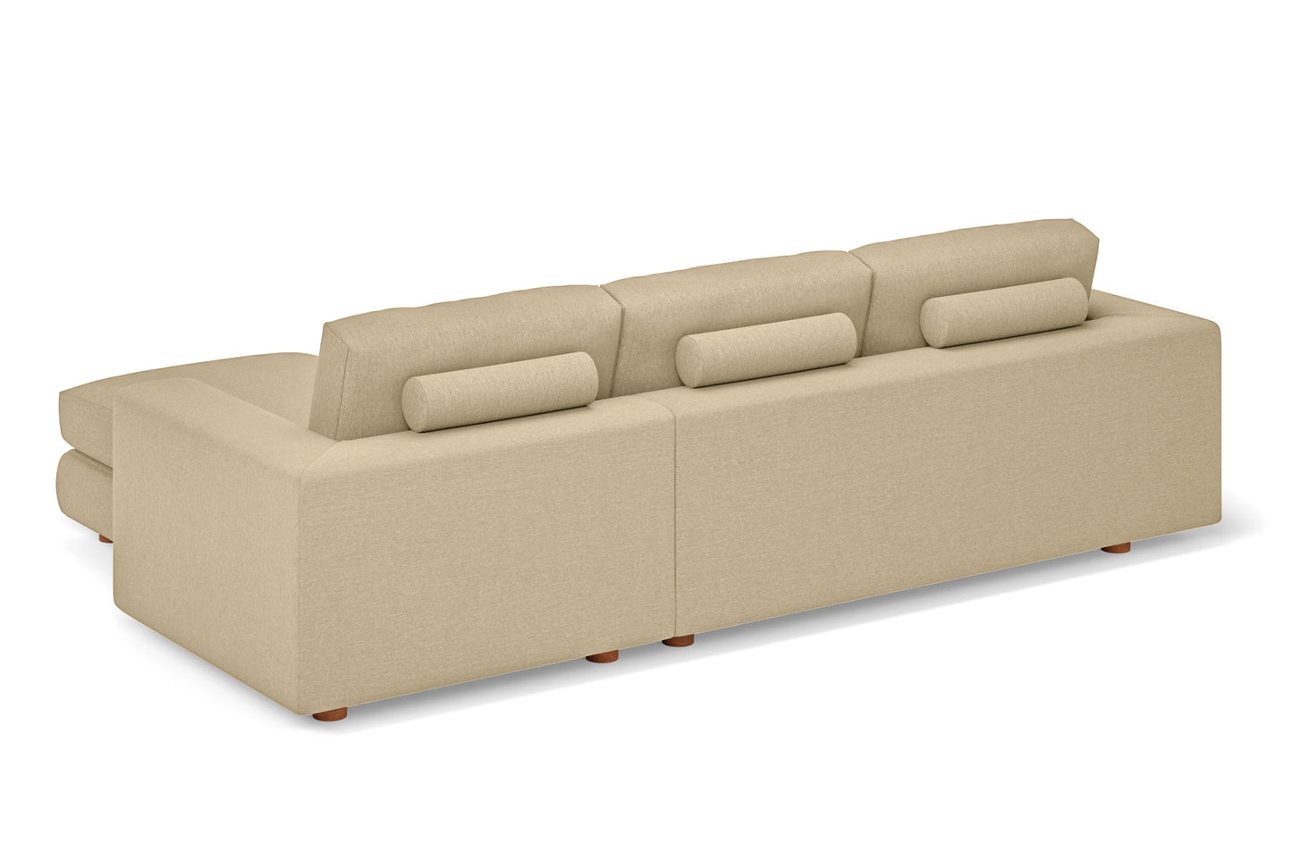 Arezzo 3 Seater Right Hand Facing Chaise Lounge Corner Sofa Beige Linen Fabric