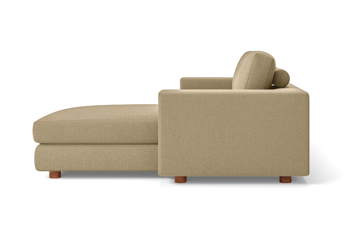 Arezzo 3 Seater Right Hand Facing Chaise Lounge Corner Sofa Beige Linen Fabric