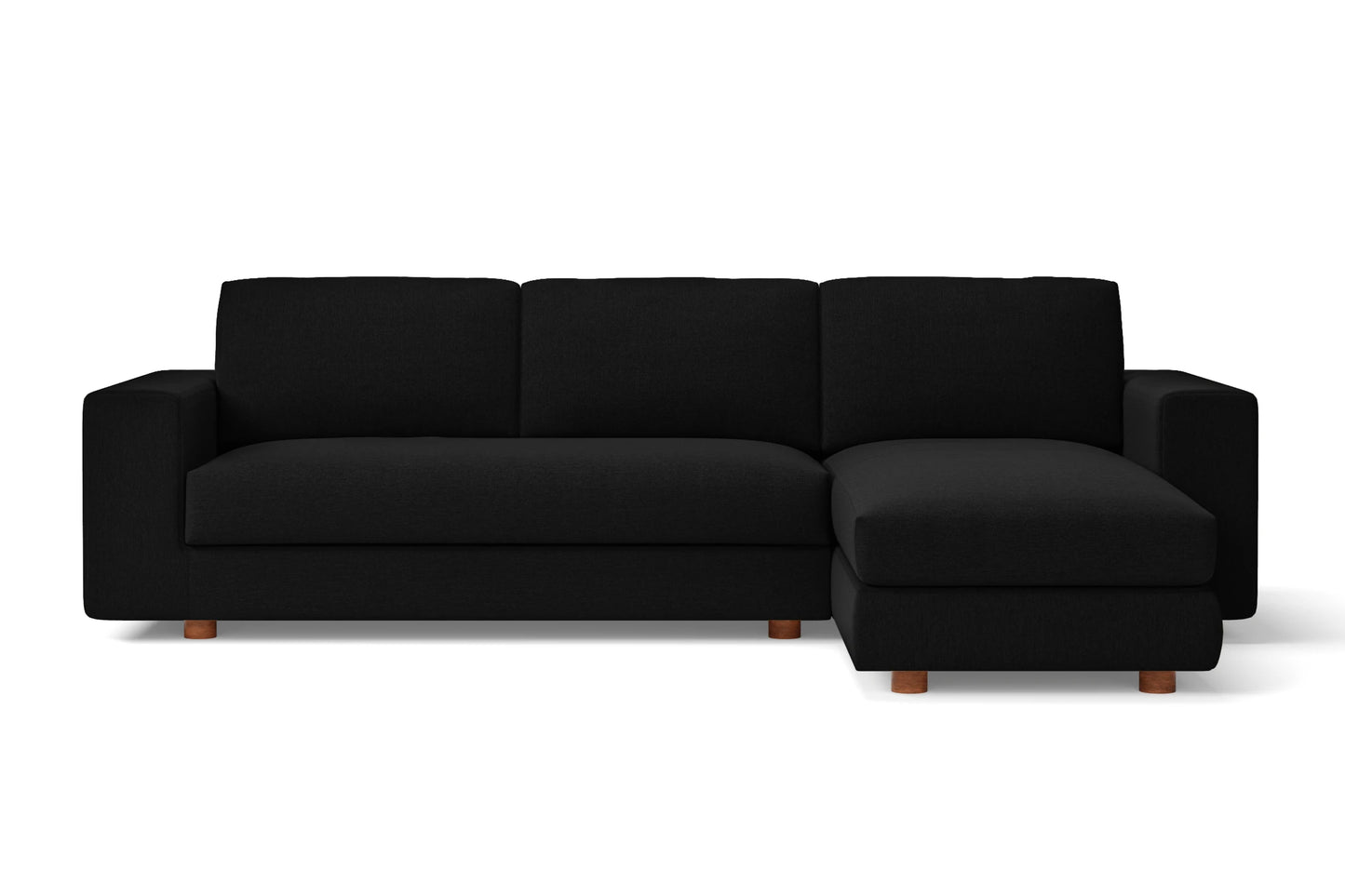 Arezzo 3 Seater Right Hand Facing Chaise Lounge Corner Sofa Black Linen Fabric