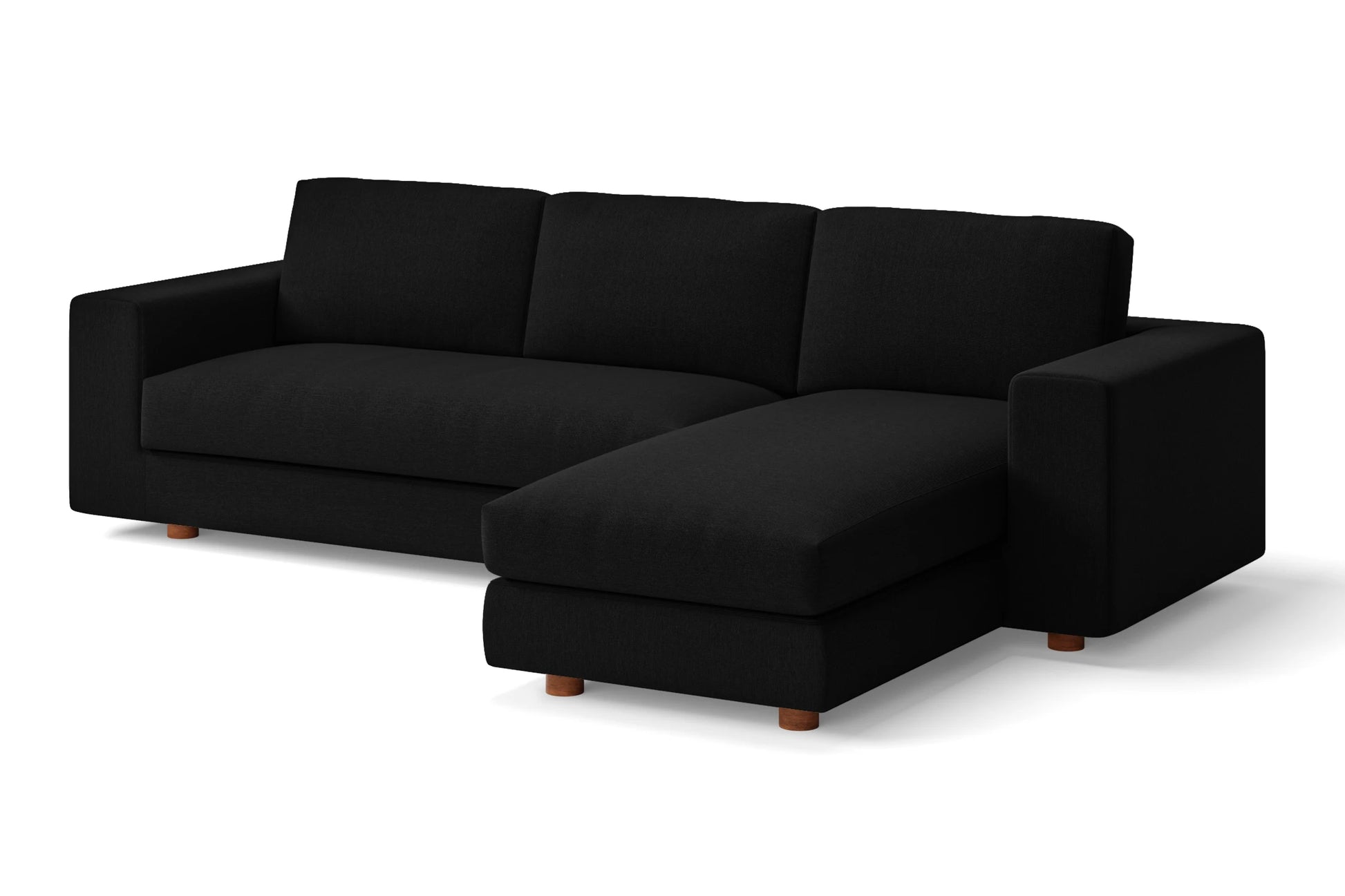 Arezzo 3 Seater Right Hand Facing Chaise Lounge Corner Sofa Black Linen Fabric