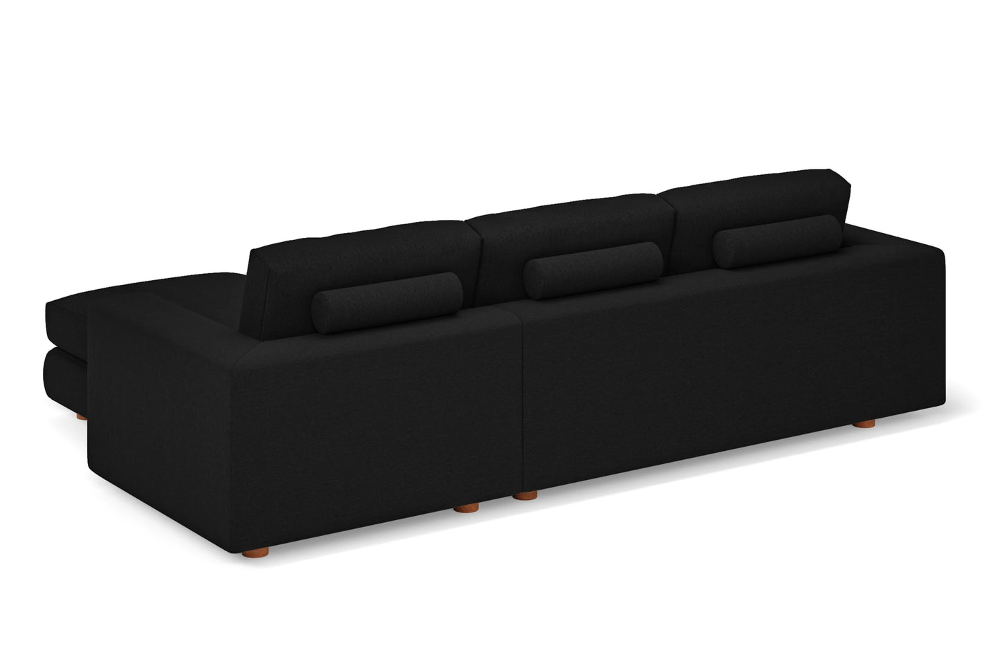 Arezzo 3 Seater Right Hand Facing Chaise Lounge Corner Sofa Black Linen Fabric