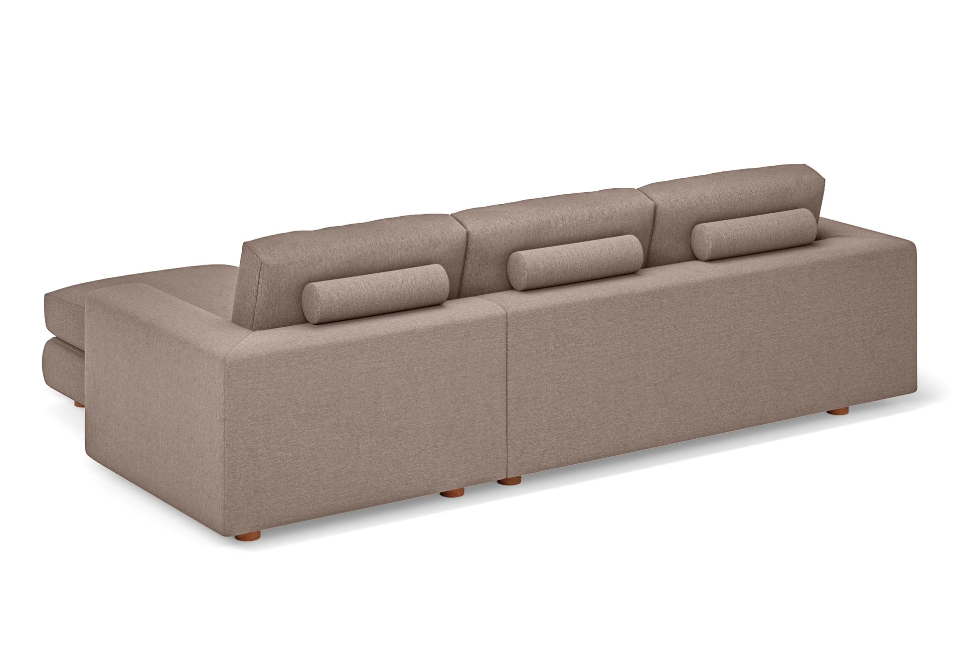 Arezzo 3 Seater Right Hand Facing Chaise Lounge Corner Sofa Caramel Linen Fabric