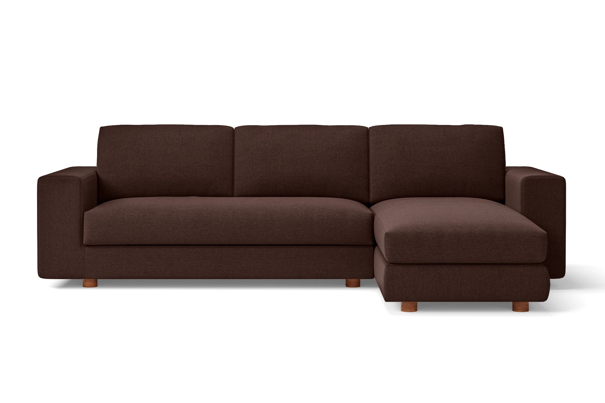 Arezzo 3 Seater Right Hand Facing Chaise Lounge Corner Sofa Coffee Brown Linen Fabric