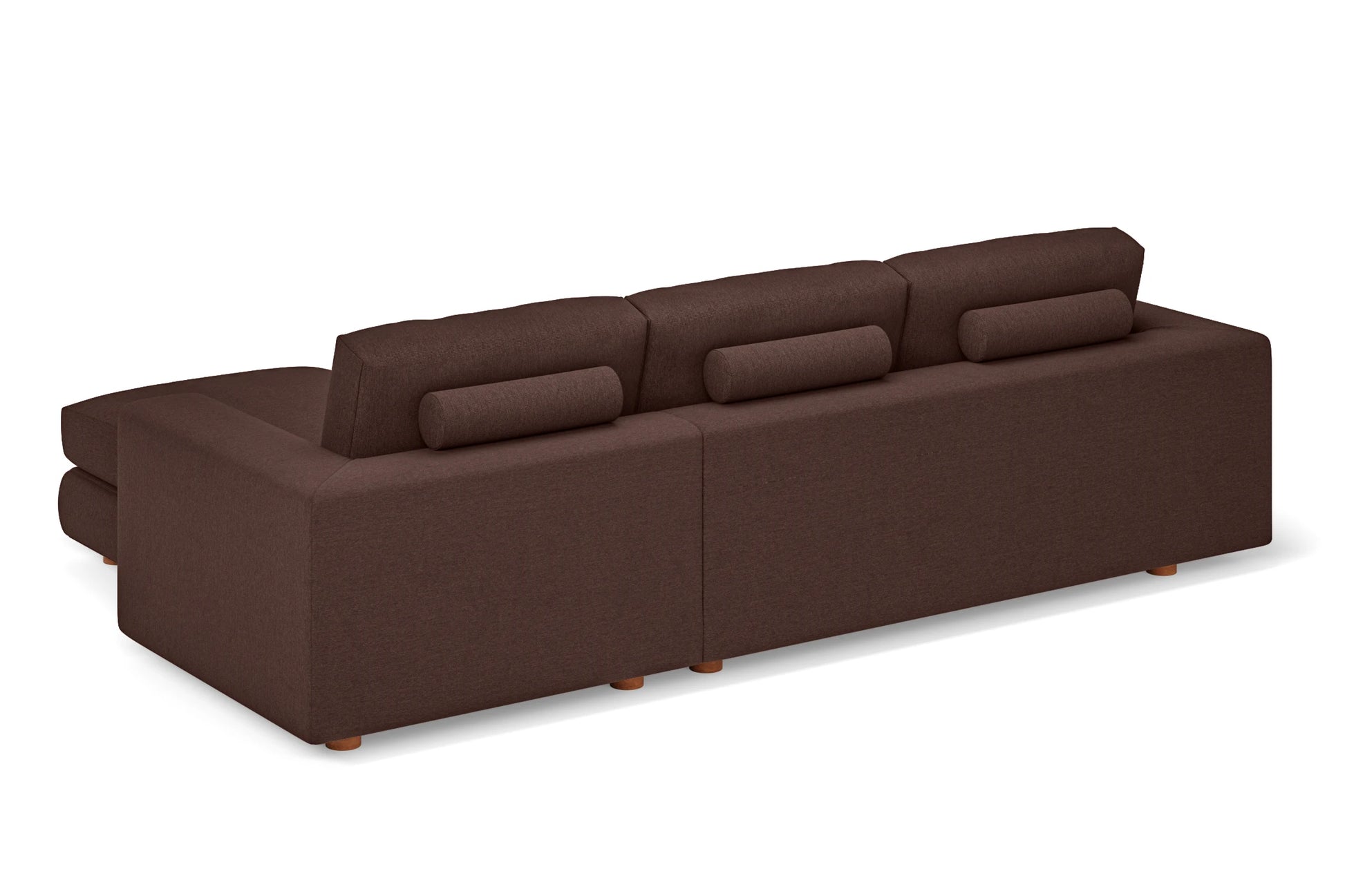 Arezzo 3 Seater Right Hand Facing Chaise Lounge Corner Sofa Coffee Brown Linen Fabric