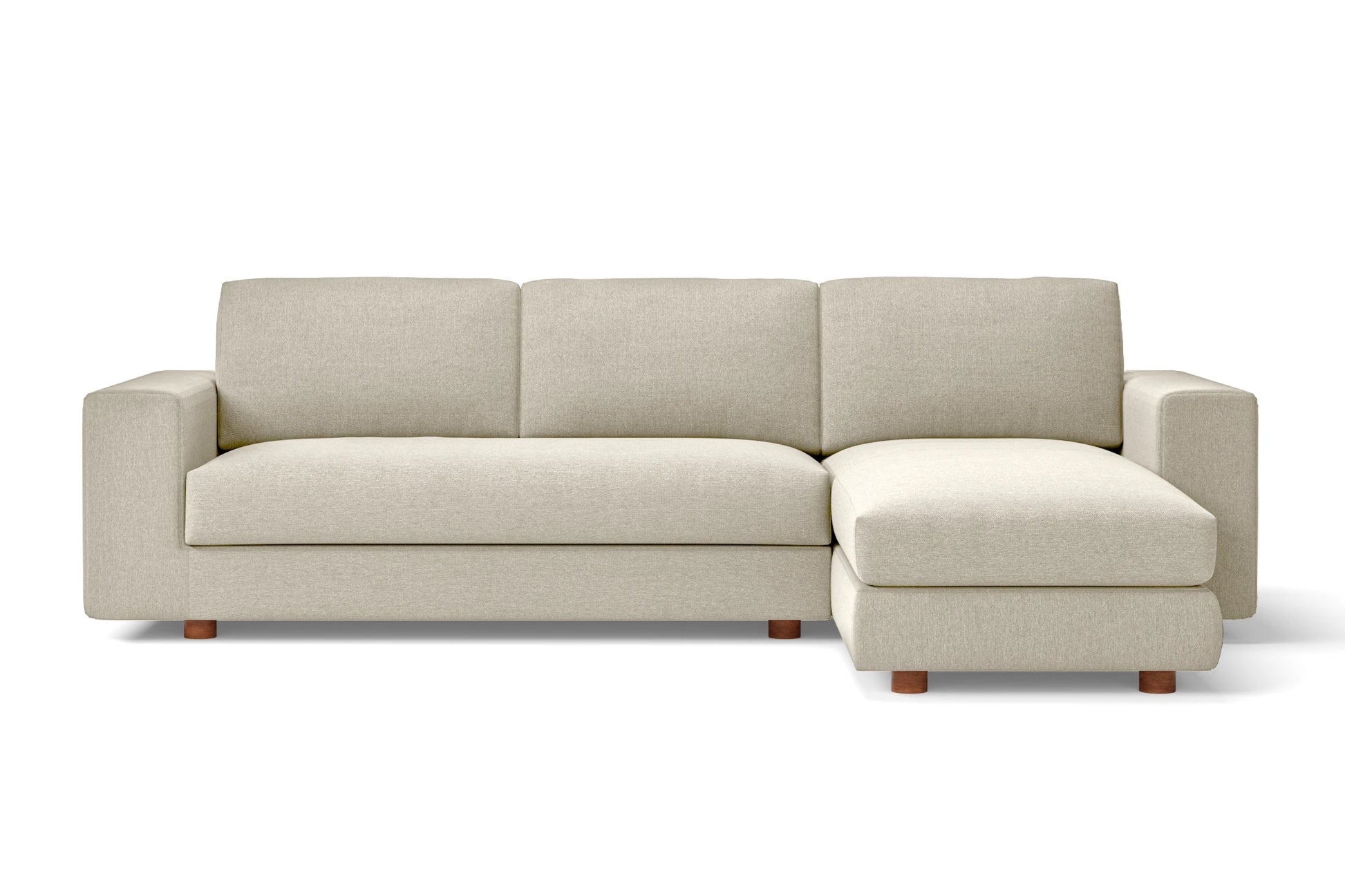 Arezzo 3 Seater Right Hand Facing Chaise Lounge Corner Sofa Cream Linen Fabric