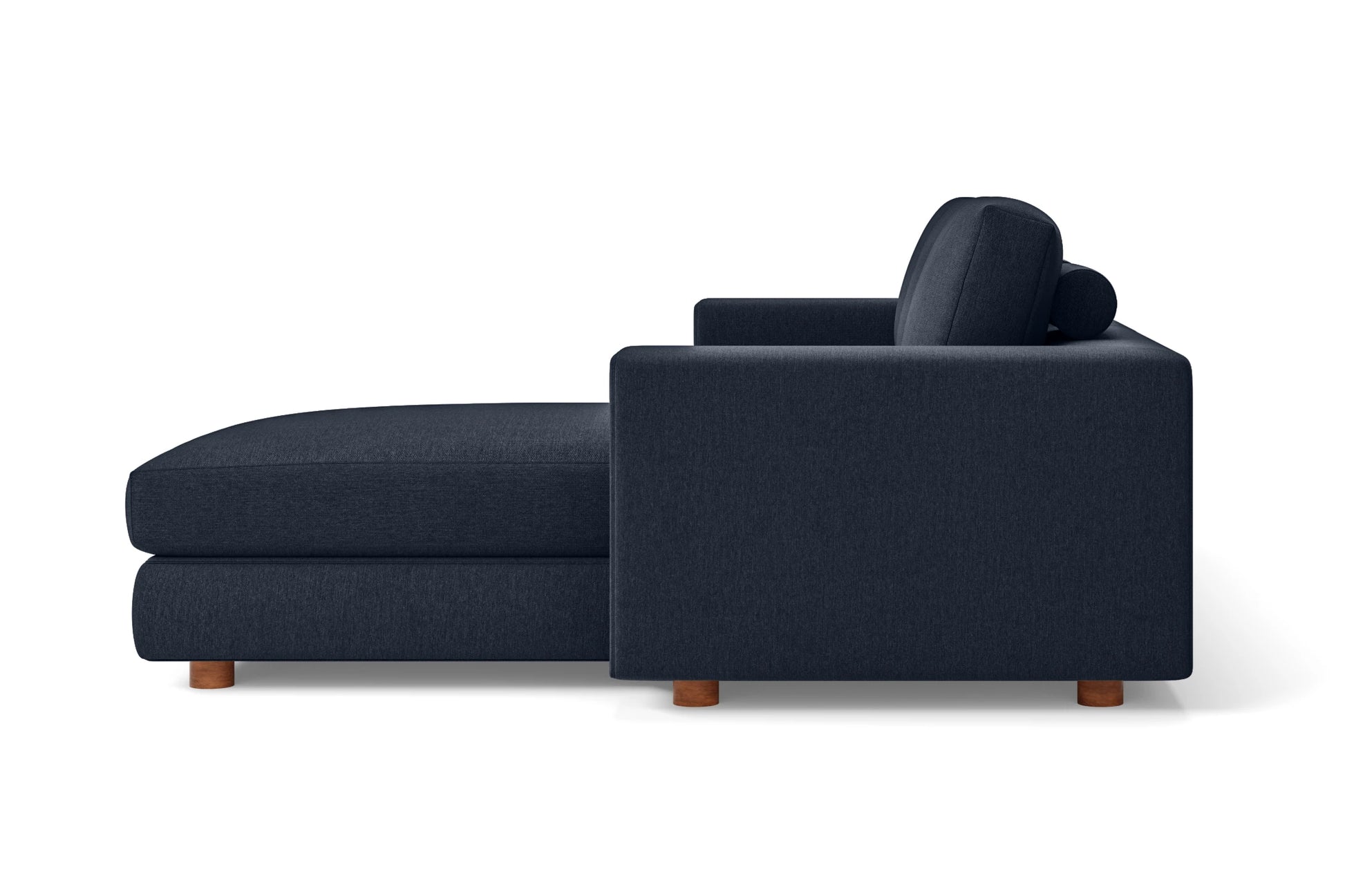 Arezzo 3 Seater Right Hand Facing Chaise Lounge Corner Sofa Dark Blue Linen Fabric