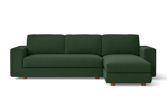 Arezzo 3 Seater Right Hand Facing Chaise Lounge Corner Sofa Forest Green Linen Fabric