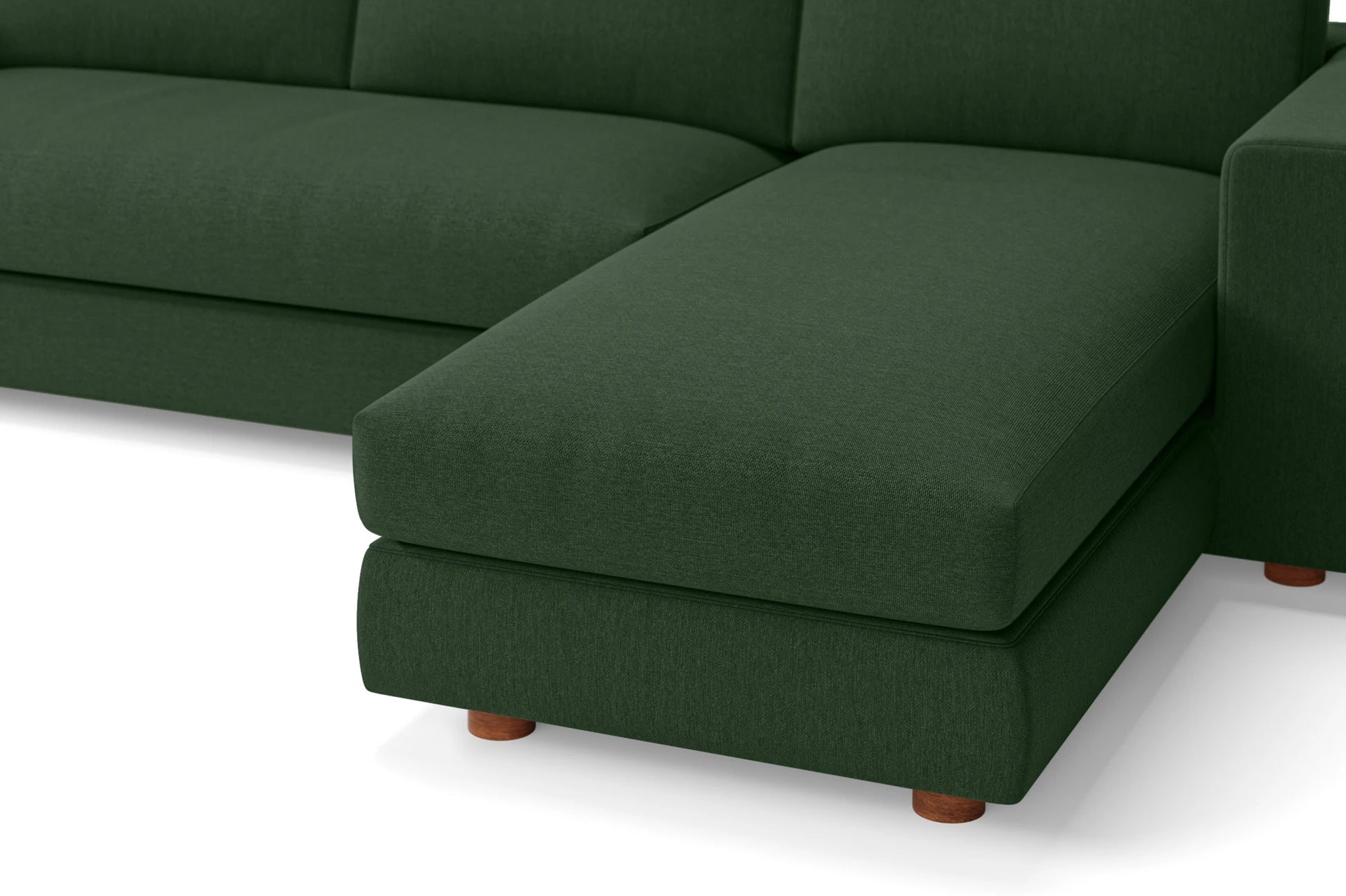 Arezzo 3 Seater Right Hand Facing Chaise Lounge Corner Sofa Forest Green Linen Fabric