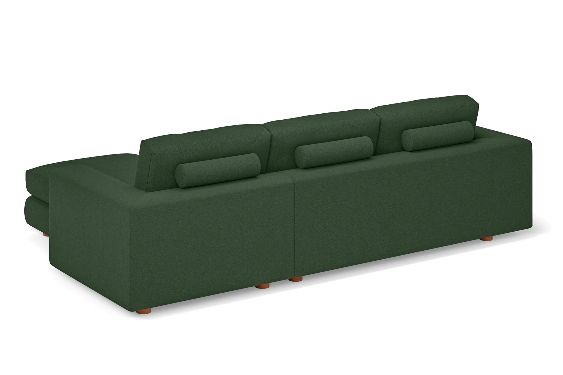 Arezzo 3 Seater Right Hand Facing Chaise Lounge Corner Sofa Forest Green Linen Fabric