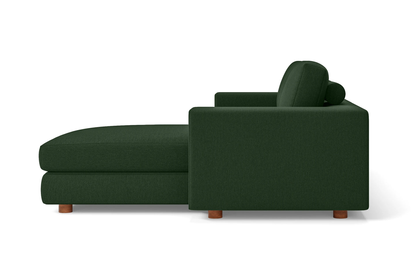 Arezzo 3 Seater Right Hand Facing Chaise Lounge Corner Sofa Forest Green Linen Fabric