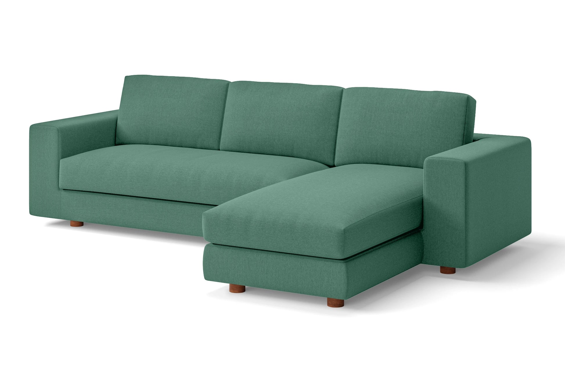 Arezzo 3 Seater Right Hand Facing Chaise Lounge Corner Sofa Mint Green Linen Fabric