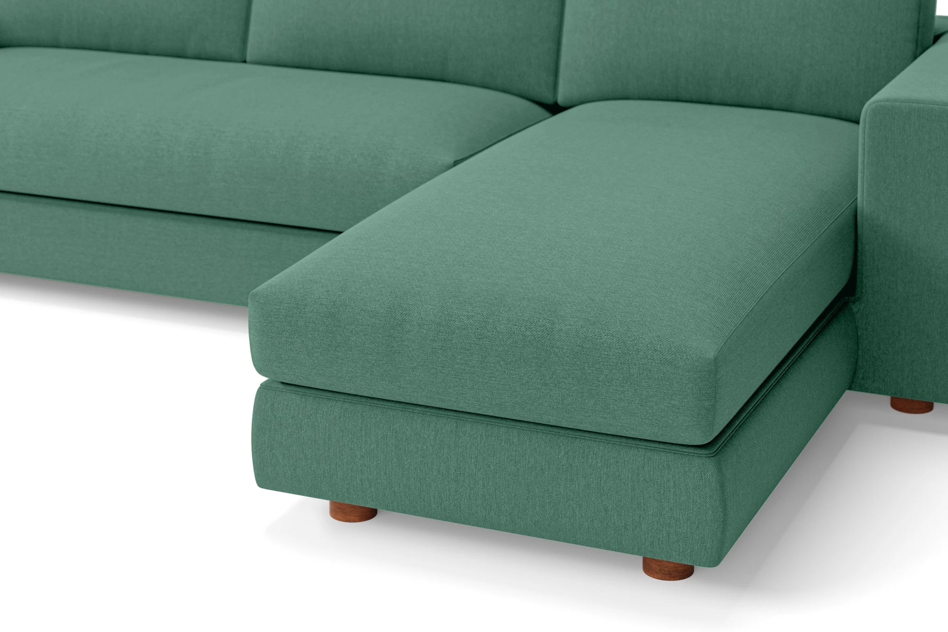 Arezzo 3 Seater Right Hand Facing Chaise Lounge Corner Sofa Mint Green Linen Fabric