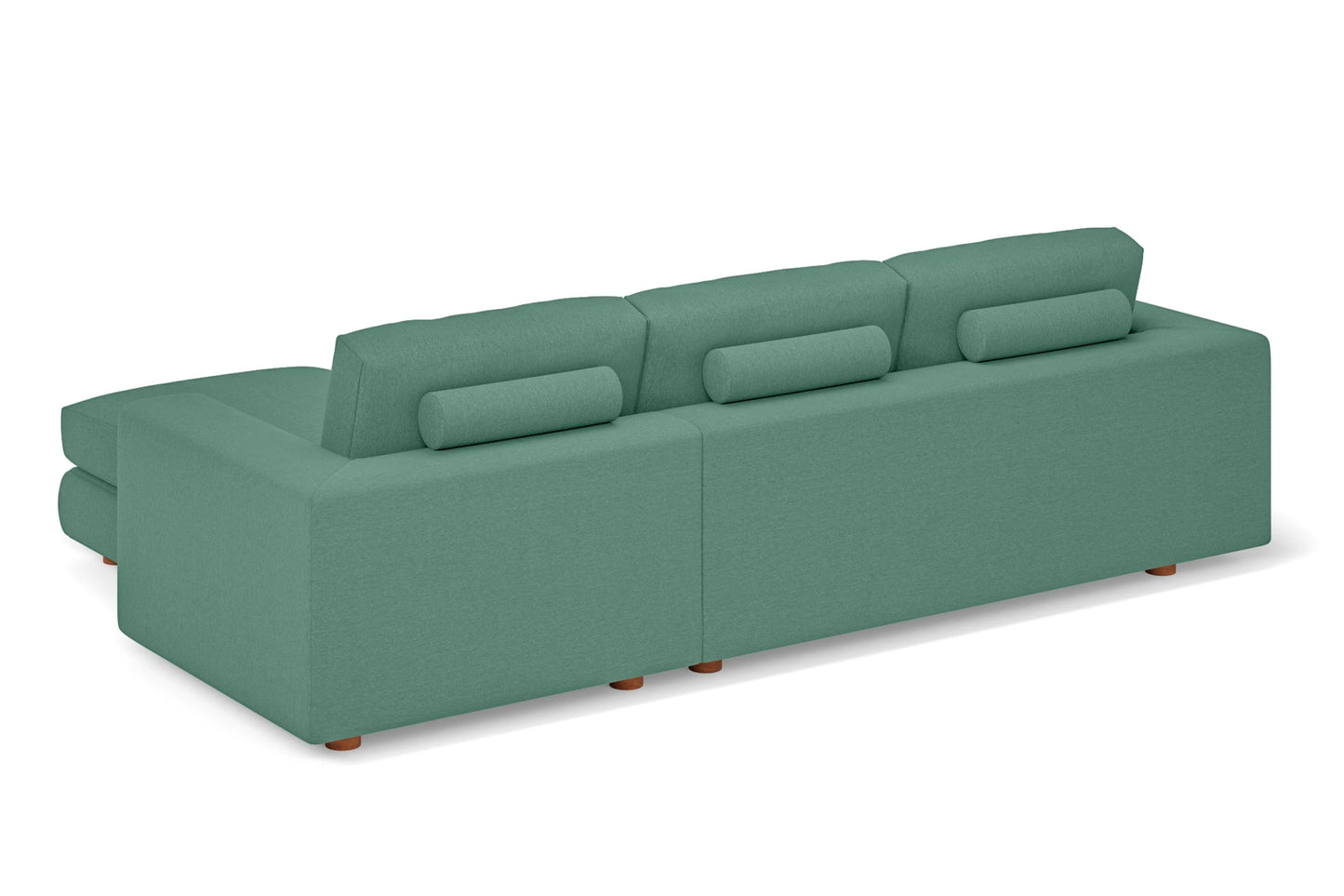 Arezzo 3 Seater Right Hand Facing Chaise Lounge Corner Sofa Mint Green Linen Fabric