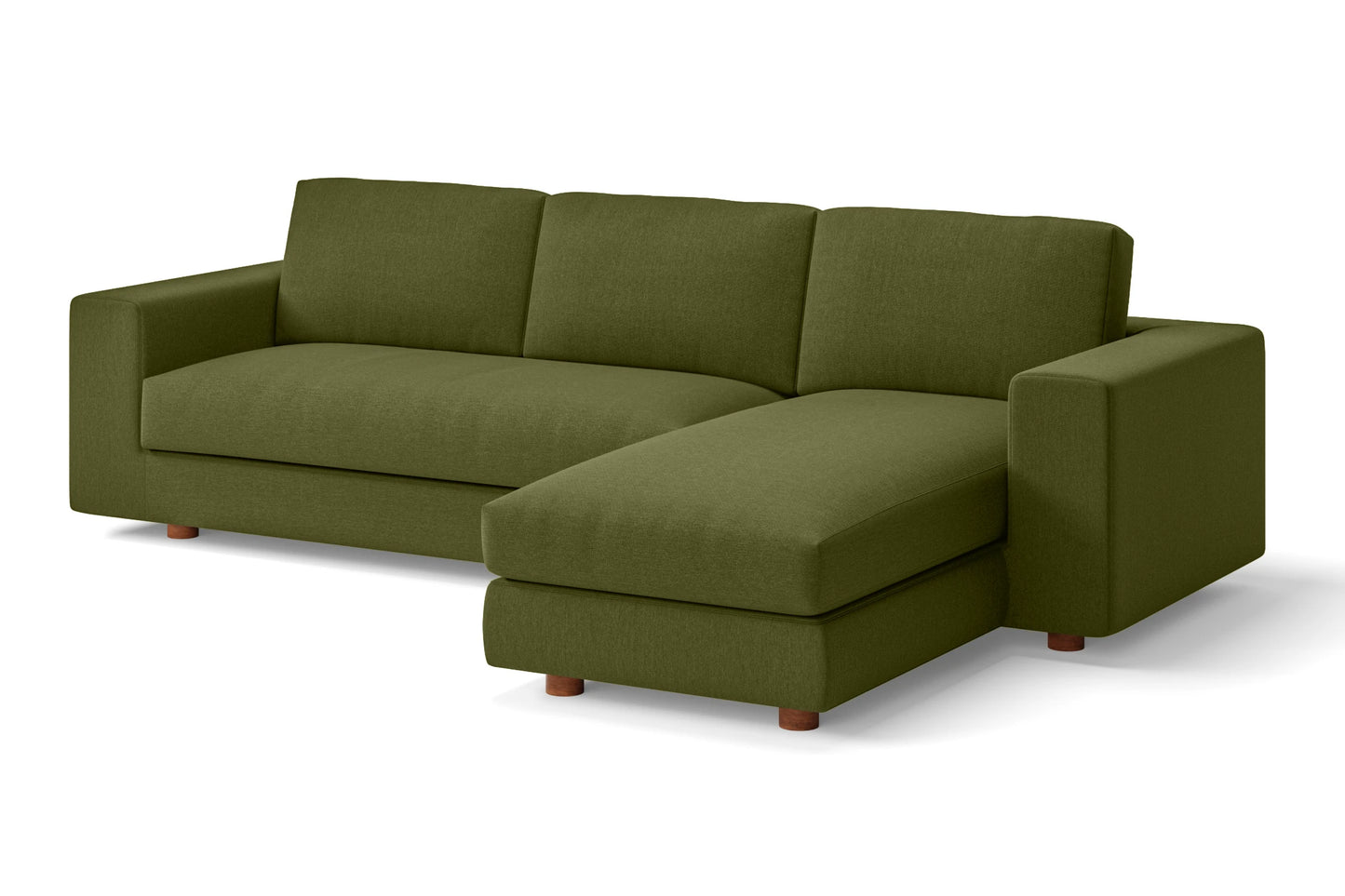 Arezzo 3 Seater Right Hand Facing Chaise Lounge Corner Sofa Olive Linen Fabric