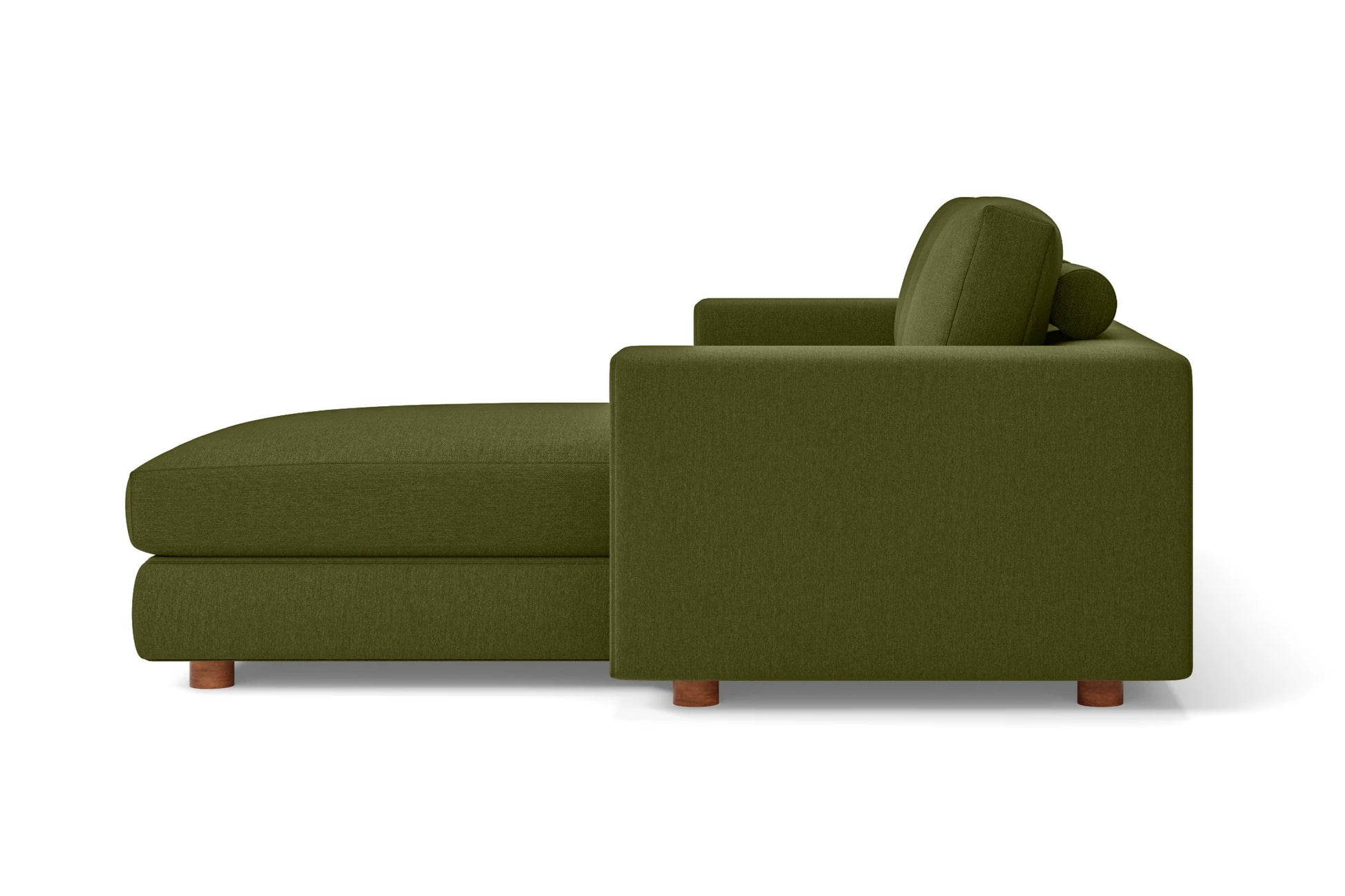 Arezzo 3 Seater Right Hand Facing Chaise Lounge Corner Sofa Olive Linen Fabric