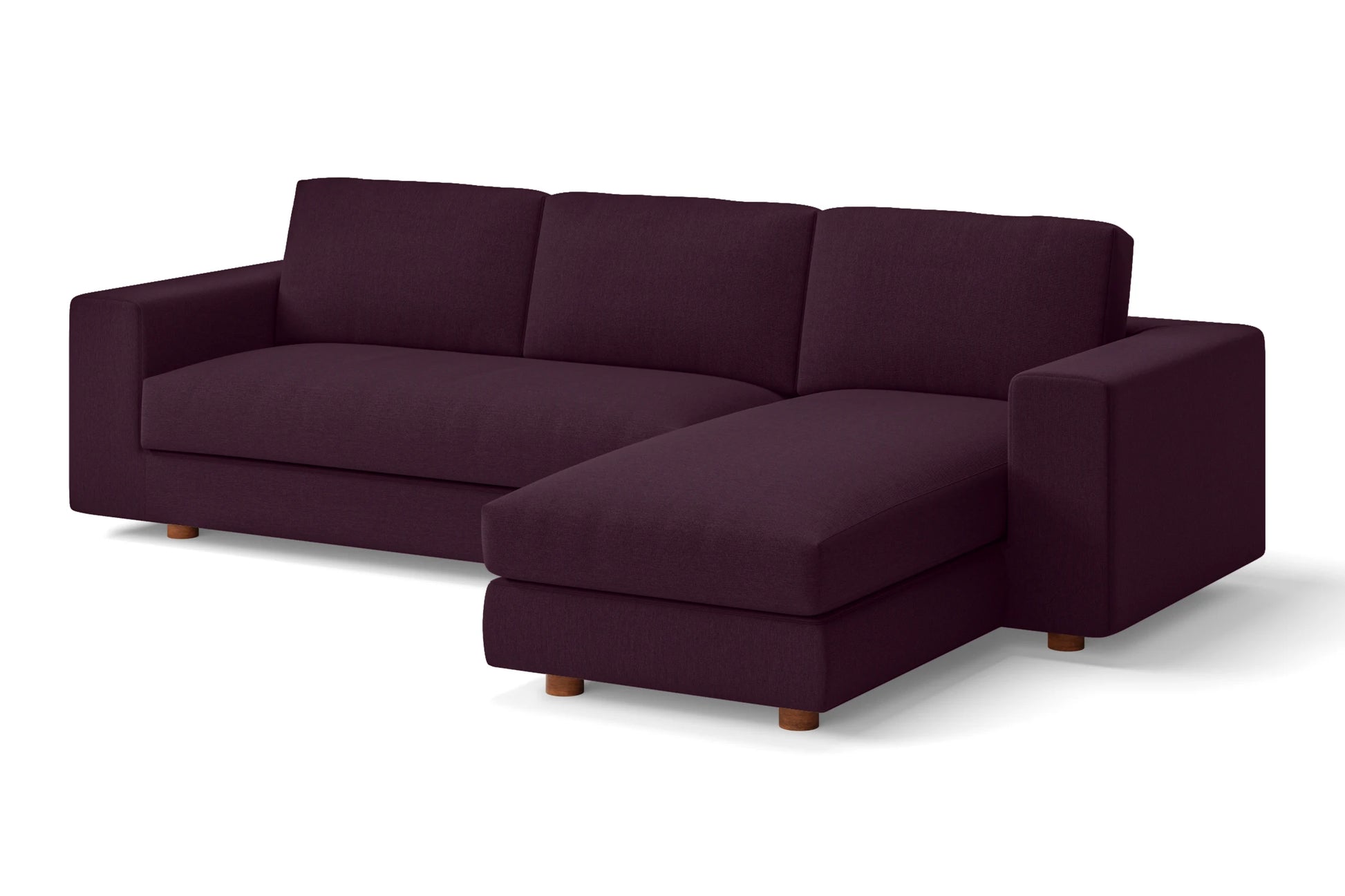 Arezzo 3 Seater Right Hand Facing Chaise Lounge Corner Sofa Purple Linen Fabric