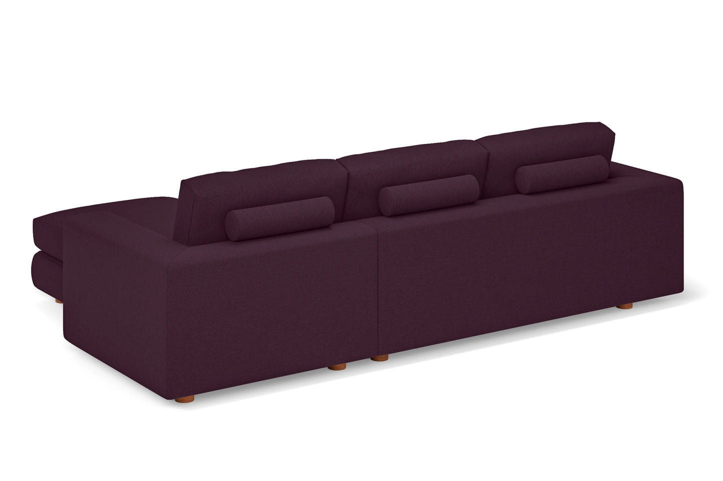 Arezzo 3 Seater Right Hand Facing Chaise Lounge Corner Sofa Purple Linen Fabric