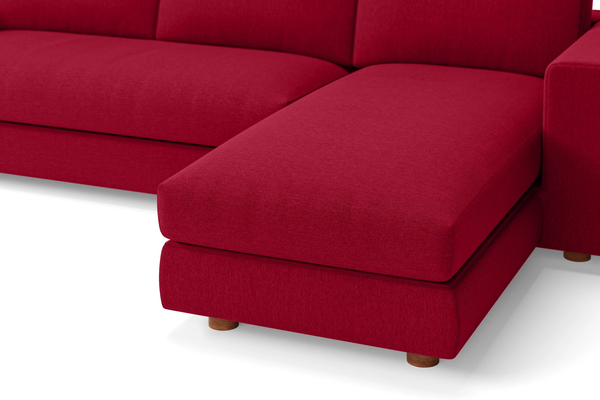 Arezzo 3 Seater Right Hand Facing Chaise Lounge Corner Sofa Red Linen Fabric