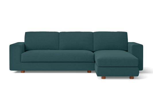 Arezzo 3 Seater Right Hand Facing Chaise Lounge Corner Sofa Teal Linen Fabric