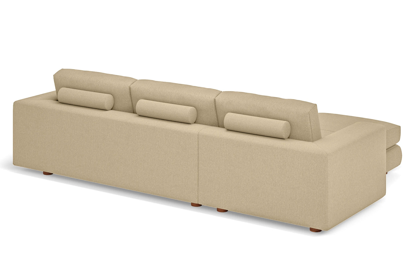 Arezzo 4 Seater Left Hand Facing Chaise Lounge Corner Sofa Beige Linen Fabric