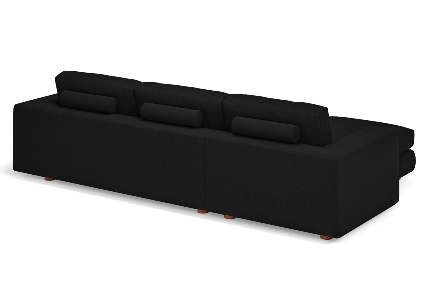 Arezzo 4 Seater Left Hand Facing Chaise Lounge Corner Sofa Black Linen Fabric