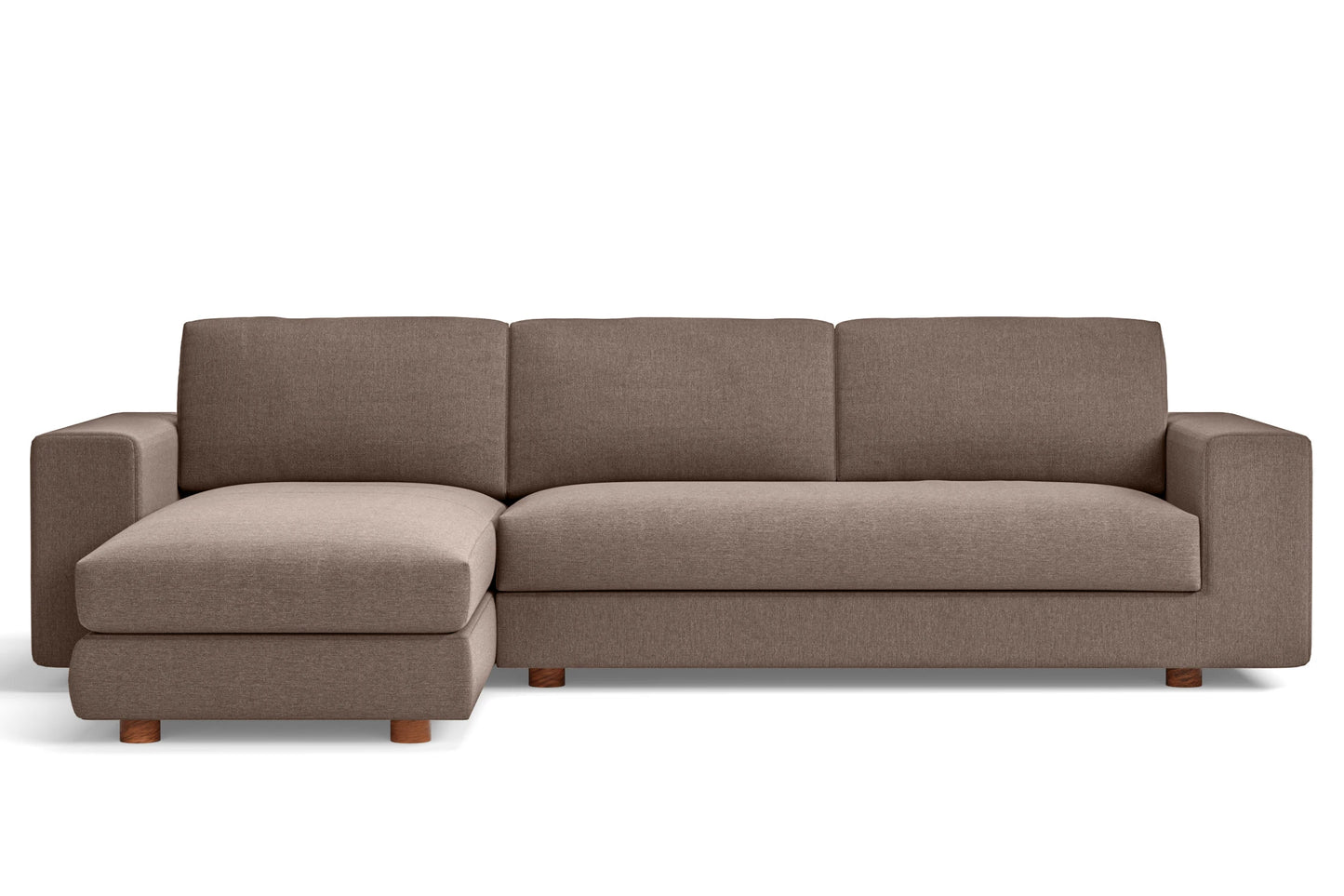 Arezzo 4 Seater Left Hand Facing Chaise Lounge Corner Sofa Caramel Linen Fabric