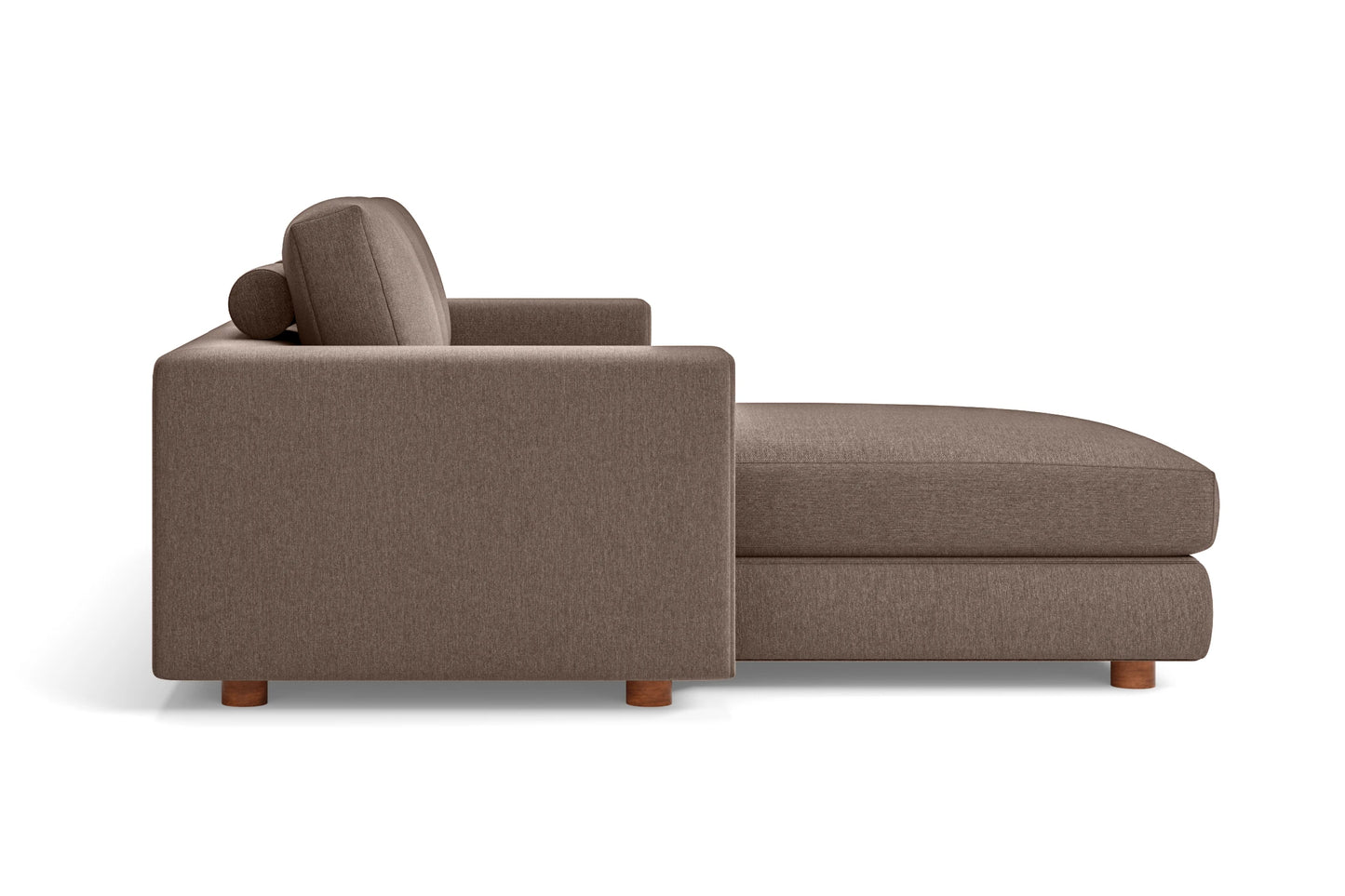 Arezzo 4 Seater Left Hand Facing Chaise Lounge Corner Sofa Caramel Linen Fabric