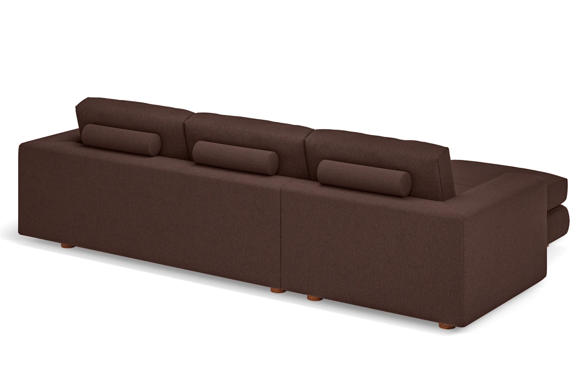 Arezzo 4 Seater Left Hand Facing Chaise Lounge Corner Sofa Coffee Brown Linen Fabric